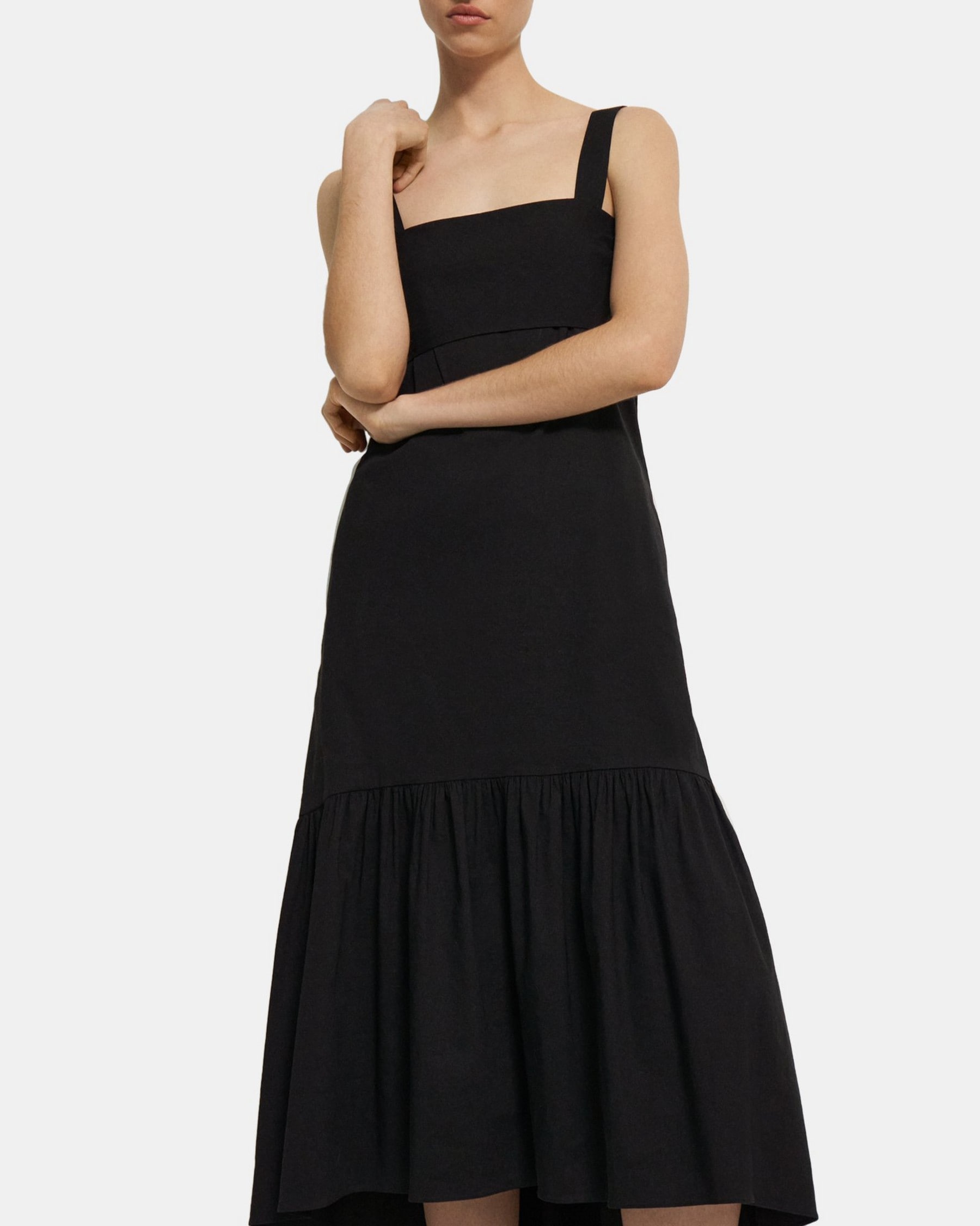 Stretch Linen Tie-Back Dress | Theory Outlet