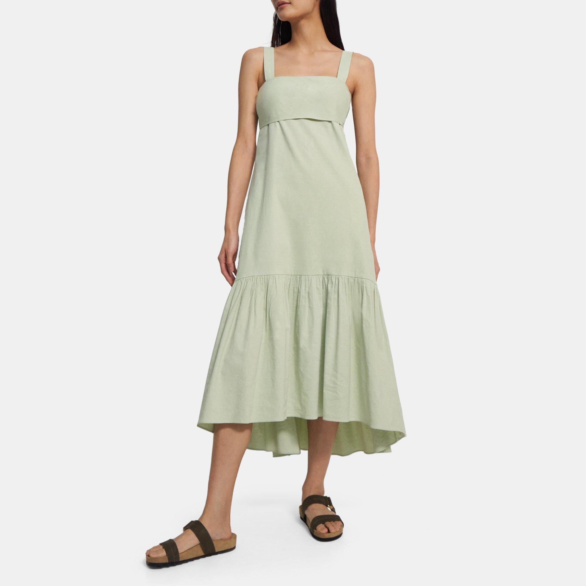 Lucky Brand Tan & Black Printed Linen Blend Drawstring Knee-length Dress -  $30 - From Courtney