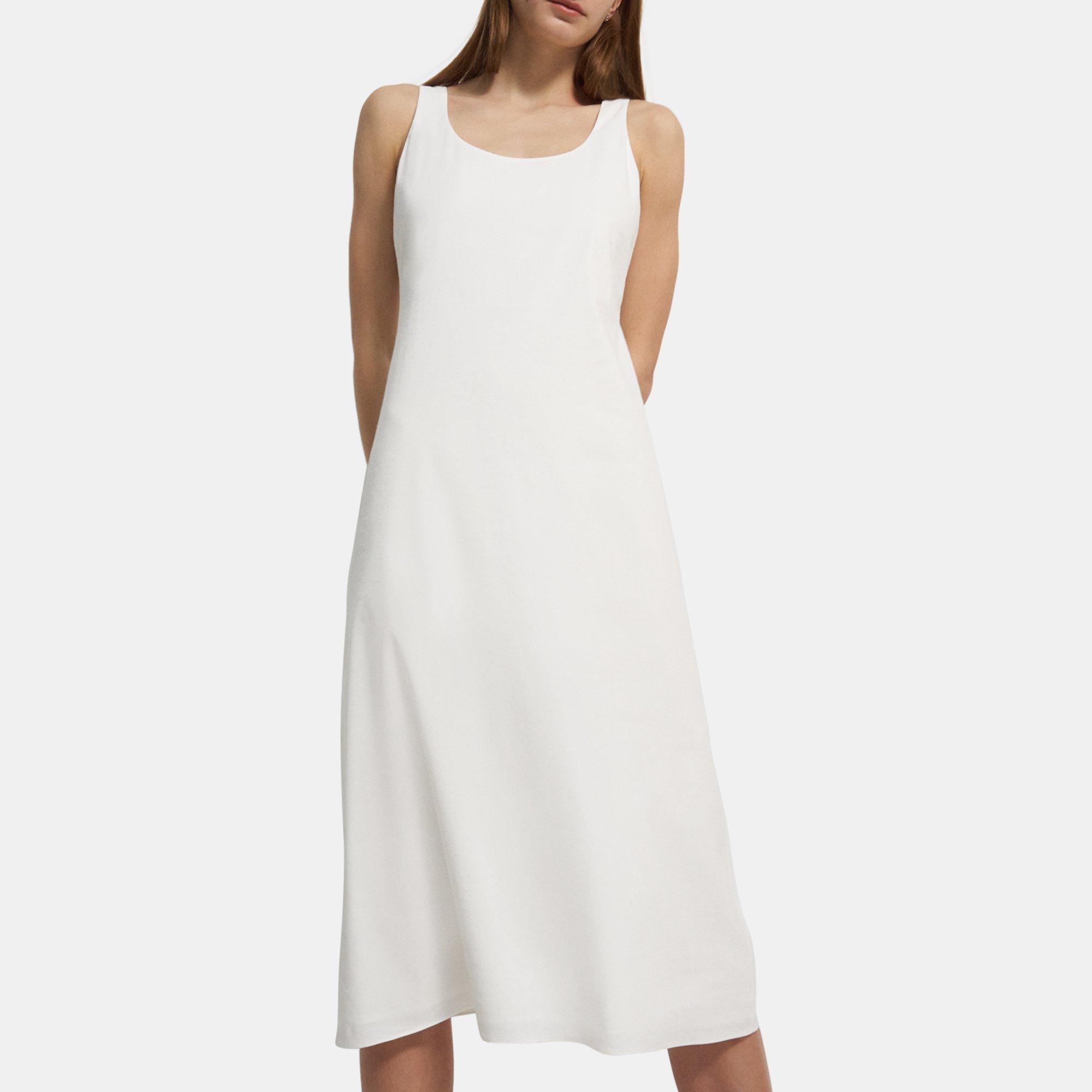 Theory Scoop Tank Dress in Stretch Linen