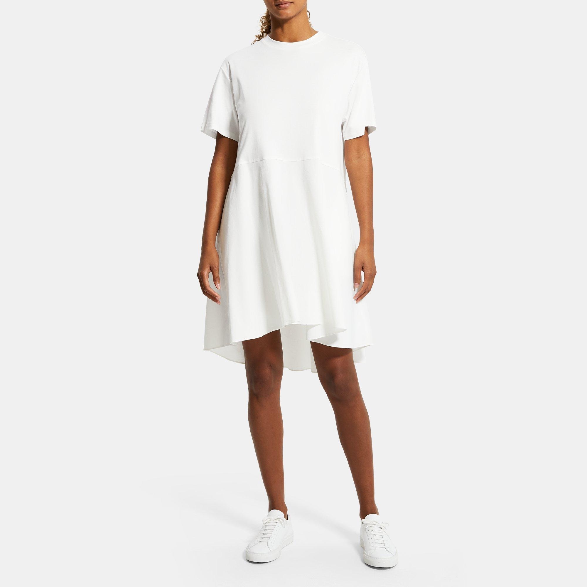 Theory Tiered Tee Dress in Stretch Linen