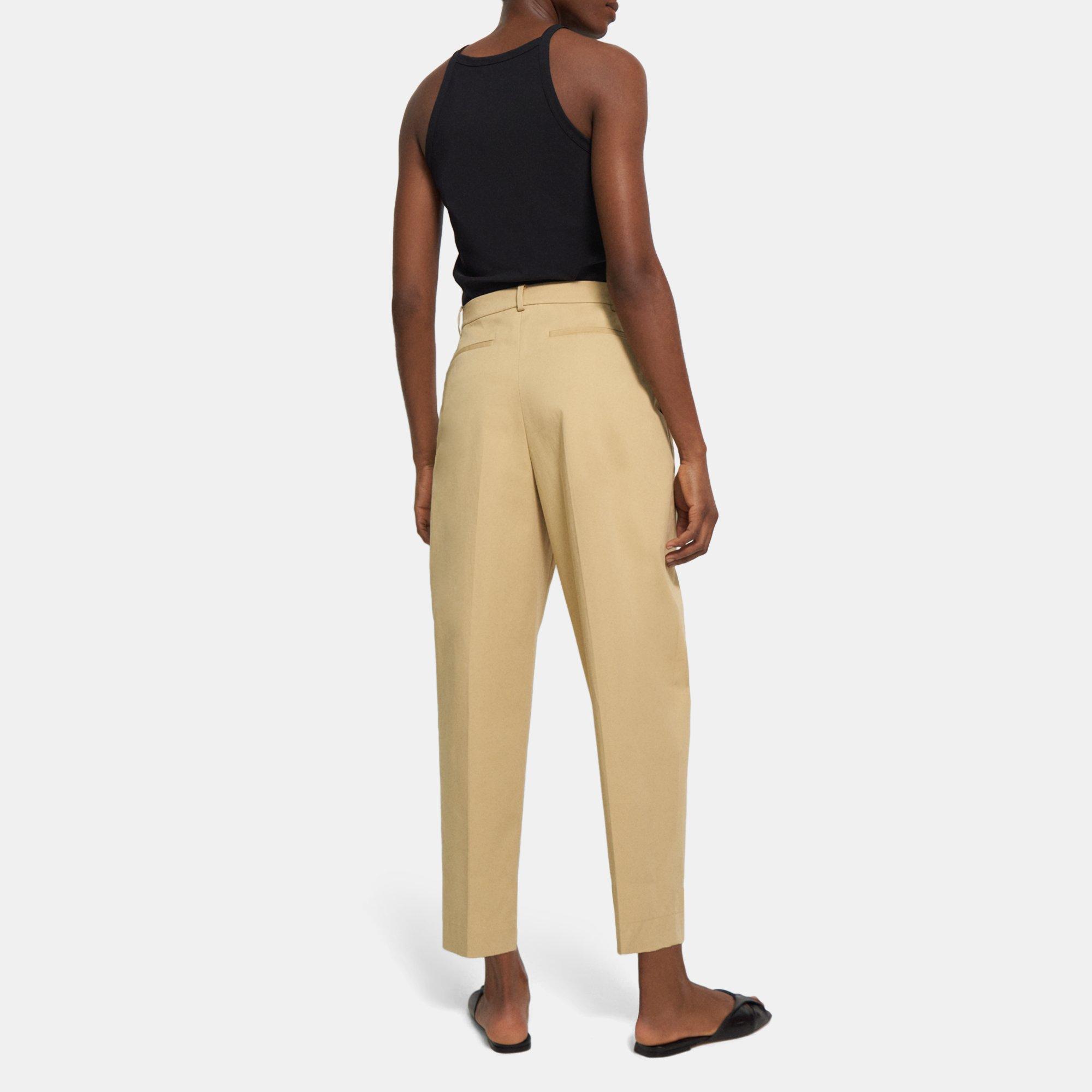 Theory Pleated Carrot Pant in Stretch Cotton Twill - ShopStyle