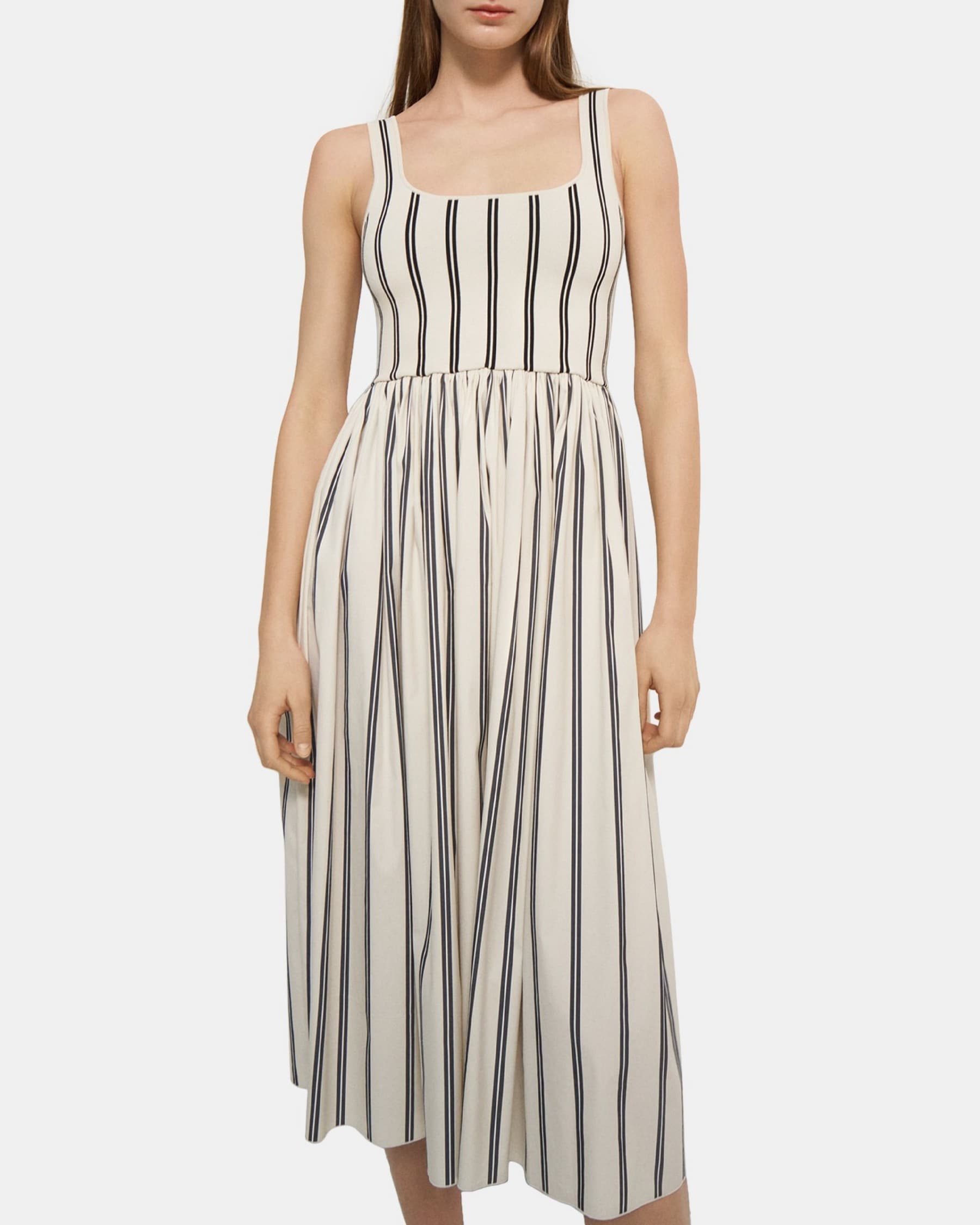 Sleeveless Dress in Striped Stretch Knit