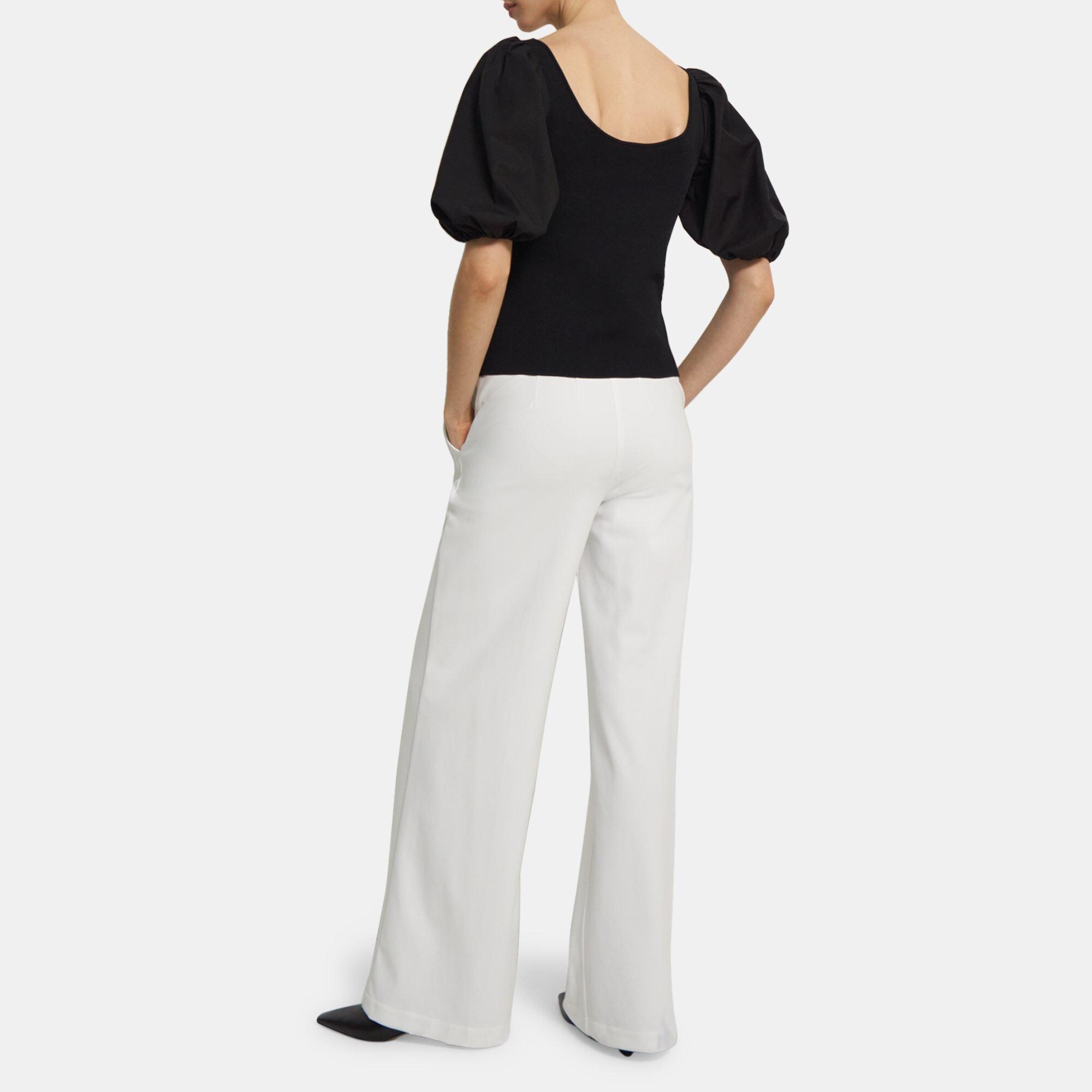 Puffed Sleeves Shirt And Sleak Fit Pants Cord Set - The Micro Moda