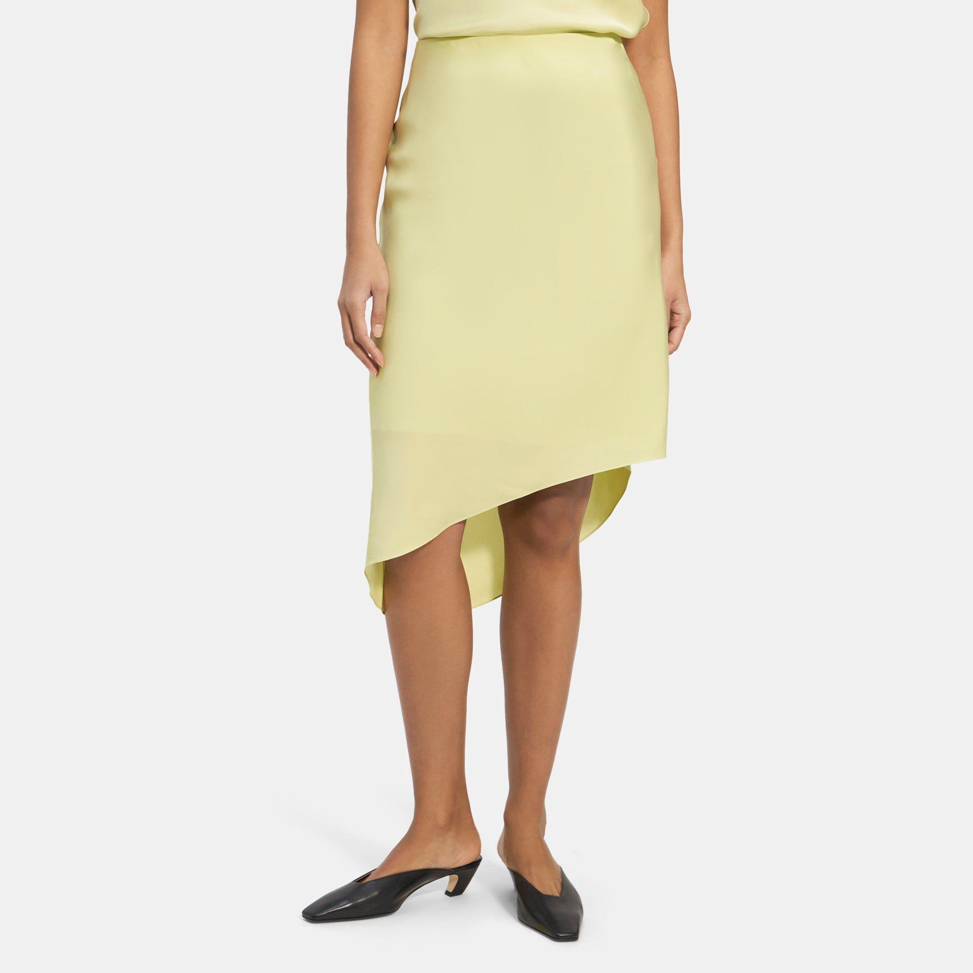 띠어리 Theory Asymmetric Slip Skirt in Silk Georgette,KEY LIME