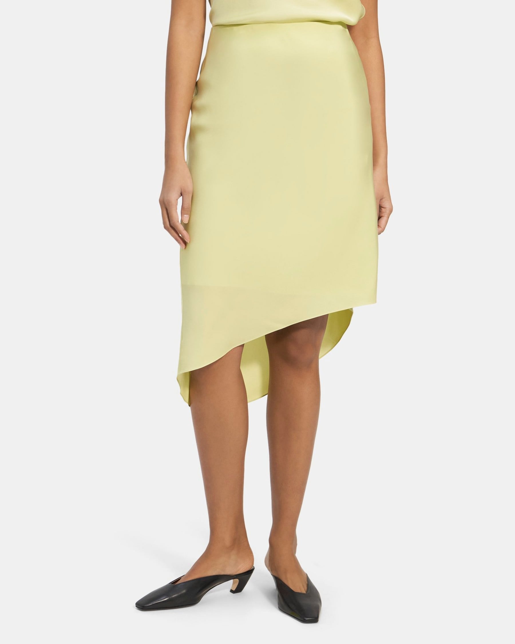 띠어리 Theory Asymmetric Slip Skirt in Silk Georgette,KEY LIME