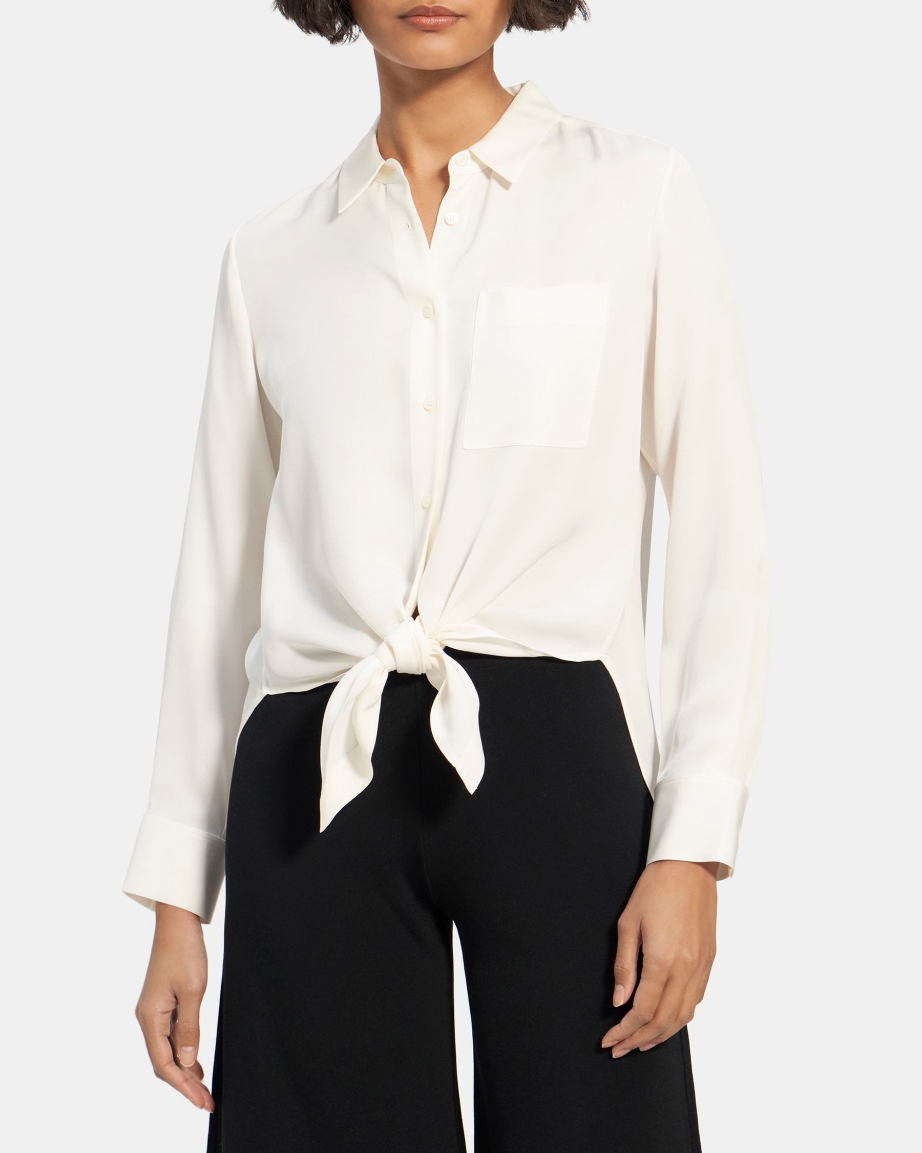 Tag væk Ikke nok Amorous Silk Georgette Tie-Front Shirt | Theory Outlet