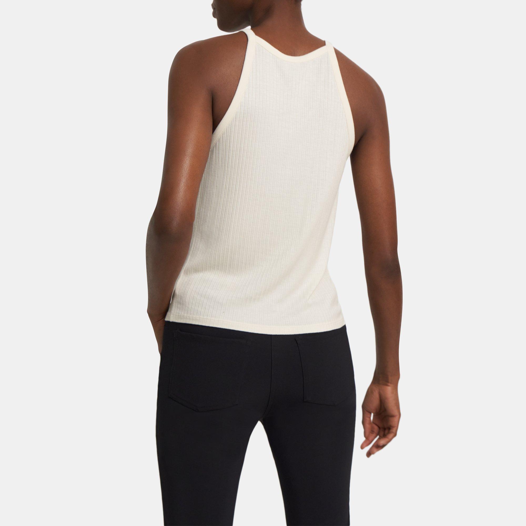 Cropped Halter Tank in Ribbed Knit