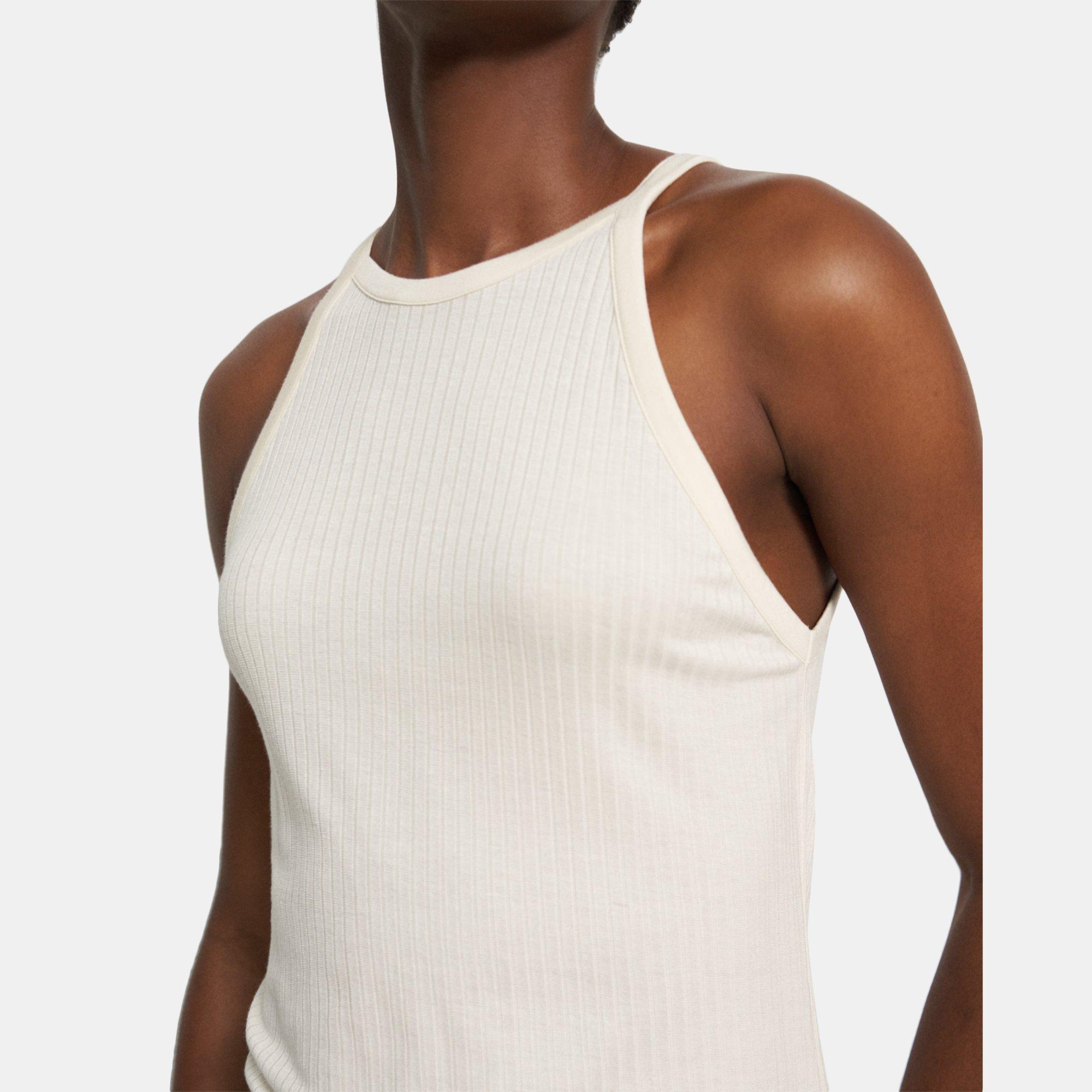 Cropped Halter Tank in Ribbed Knit