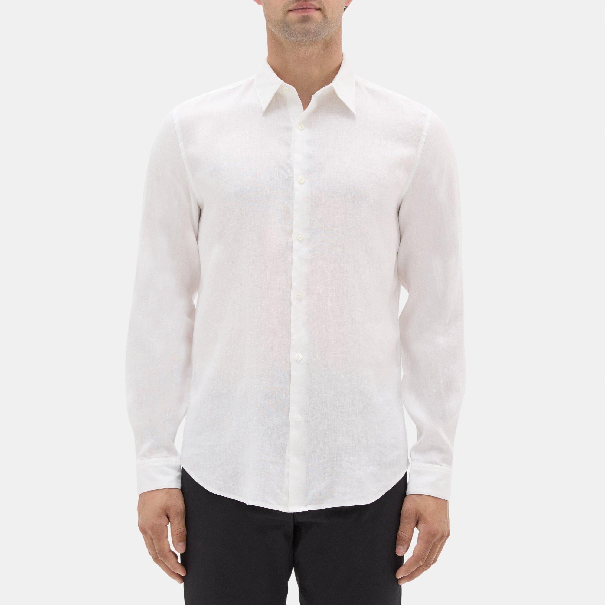 띠어리 Theory Standard-Fit Shirt in Linen,WHITE
