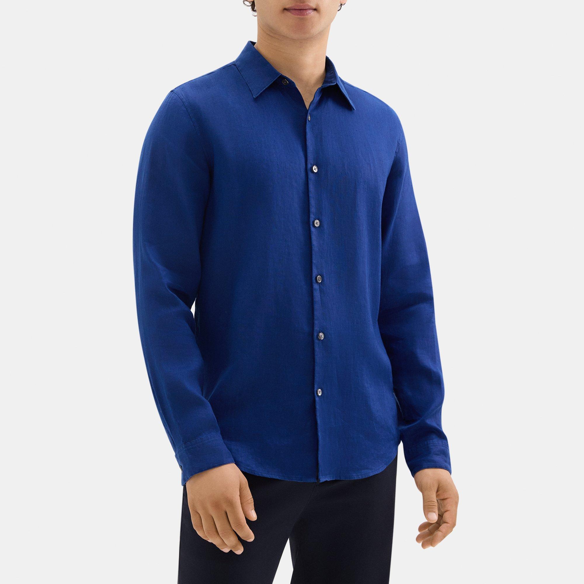 띠어리 Theory Standard-Fit Shirt in Linen,ESTATE BLUE