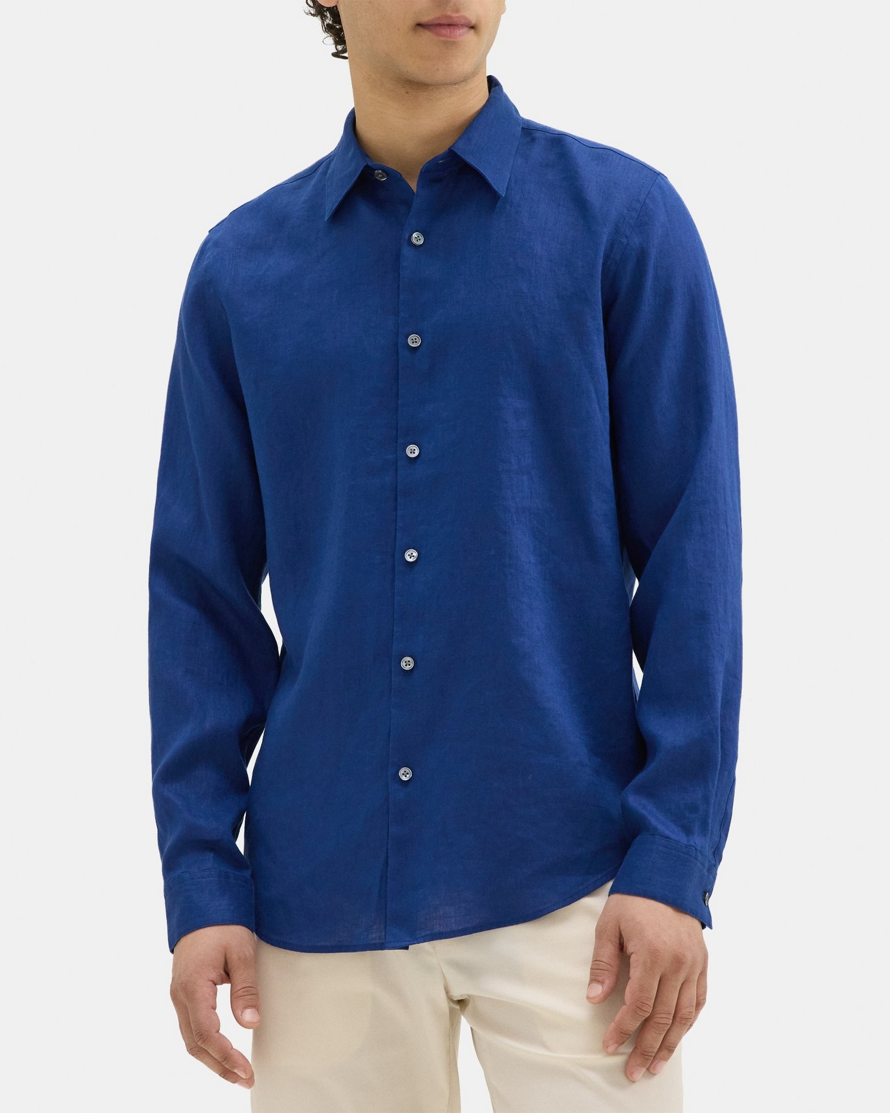 띠어리 Theory Standard-Fit Shirt in Linen,ESTATE BLUE