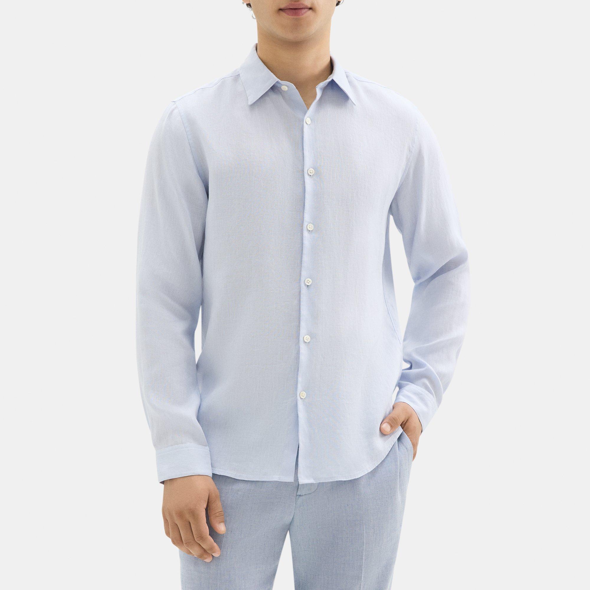 띠어리 Theory Standard-Fit Shirt in Linen,ARCTIC BLUE