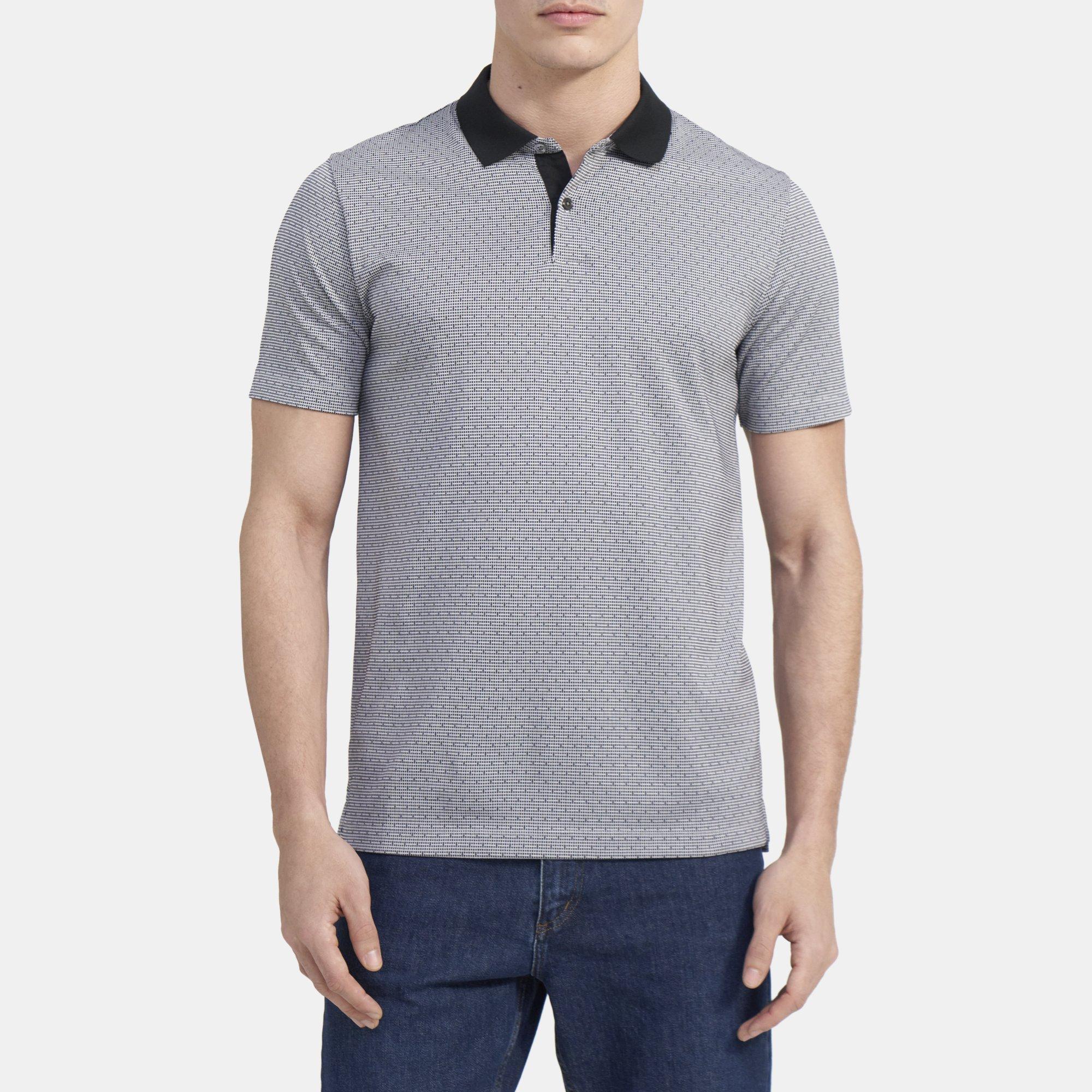 open-neck linen polo shirt Schwarz - ArvindShops - Baru Jacquard