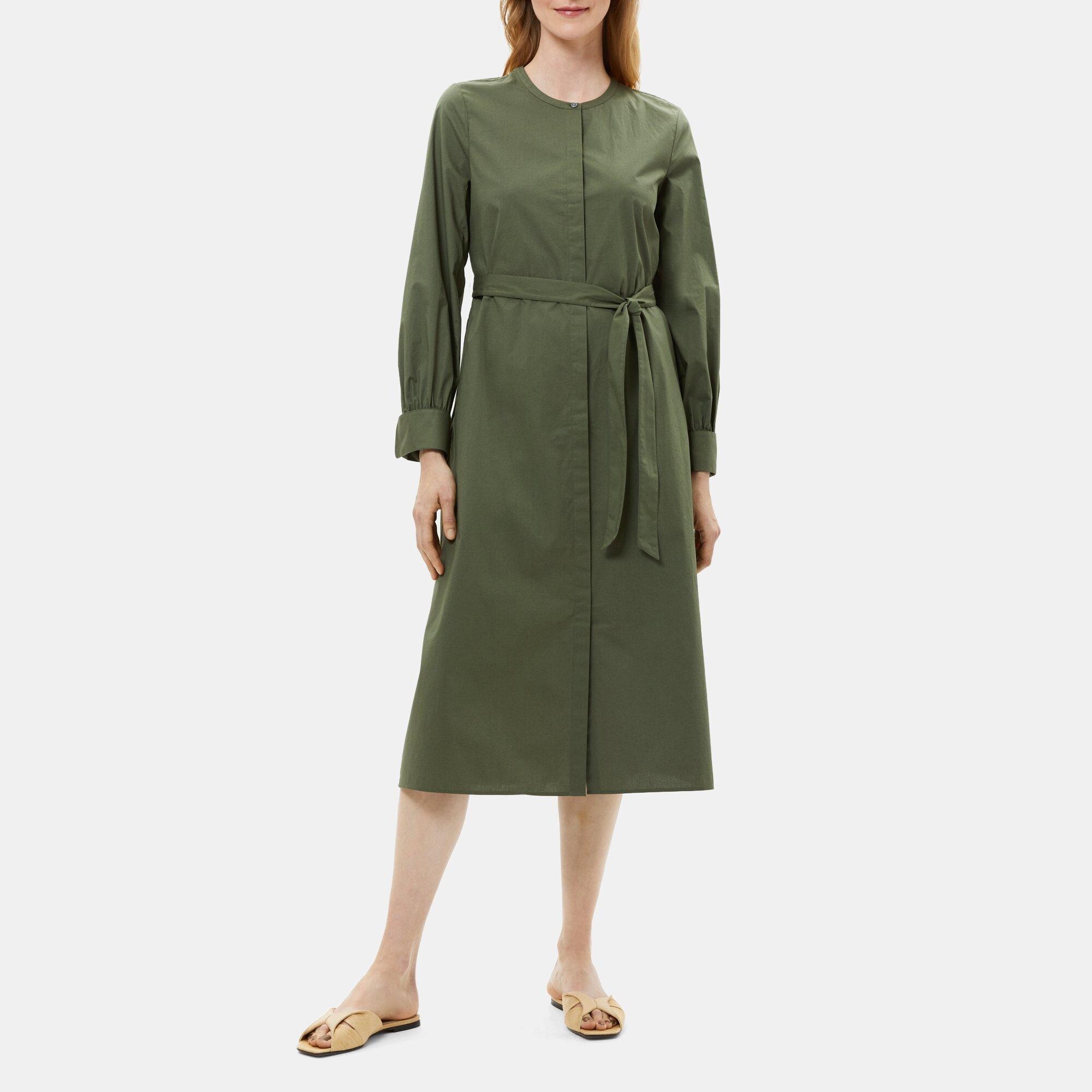 띠어리 Theory Shirt Dress in Cotton Poplin,PINE