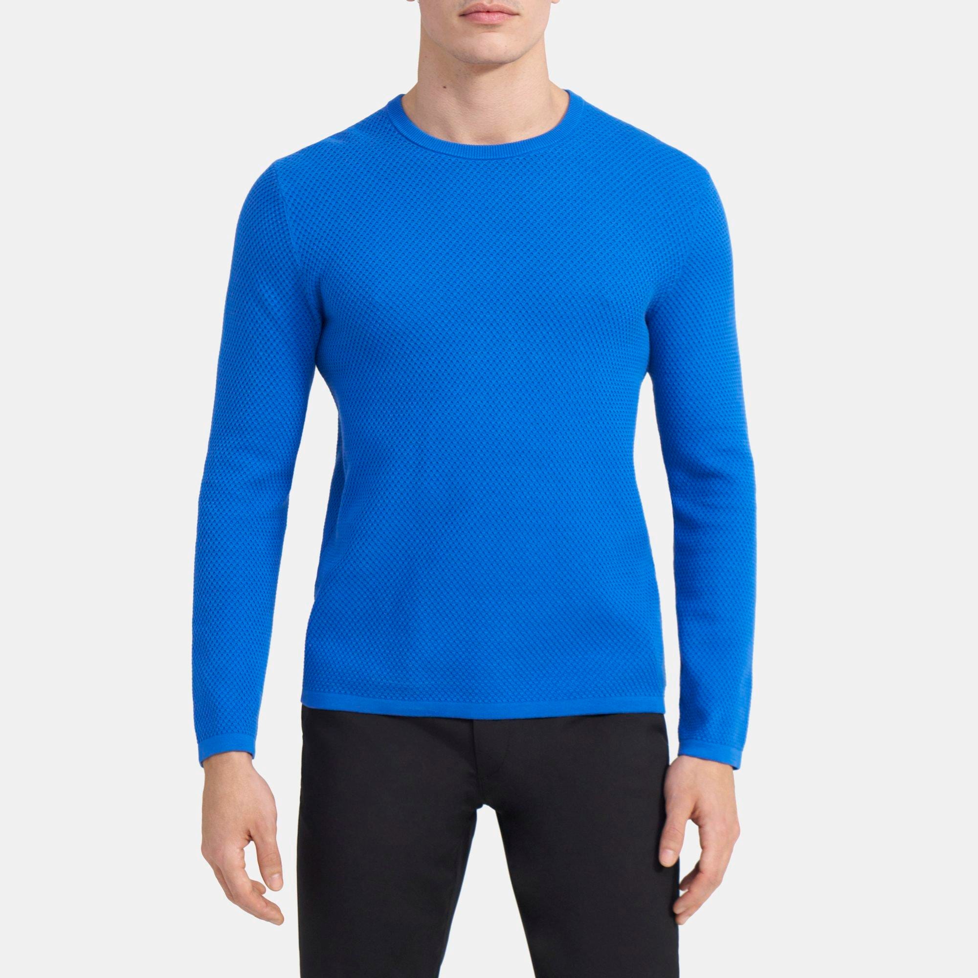 띠어리 Theory Crewneck Sweater in Organic Cotton,PUCE BLUE