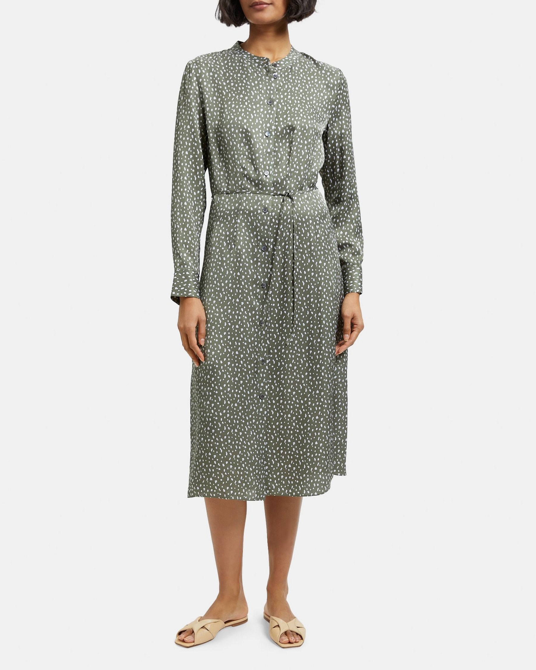 Theory Shirt Dress in Dotted Crepe