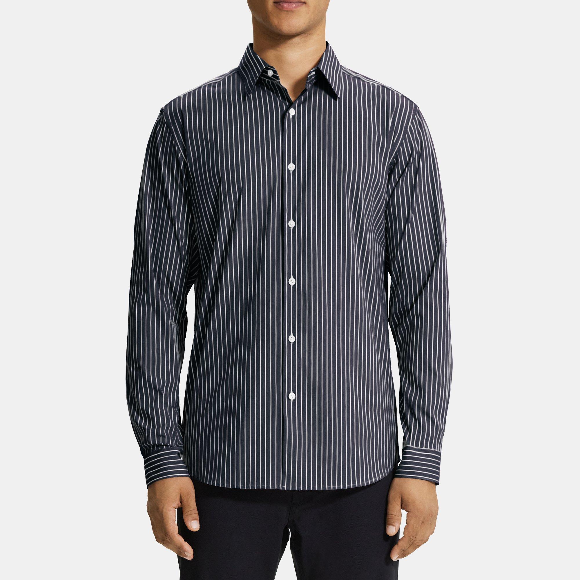 띠어리 Theory Standard-Fit Shirt in Stretch Cotton,BALTIC/WHITE