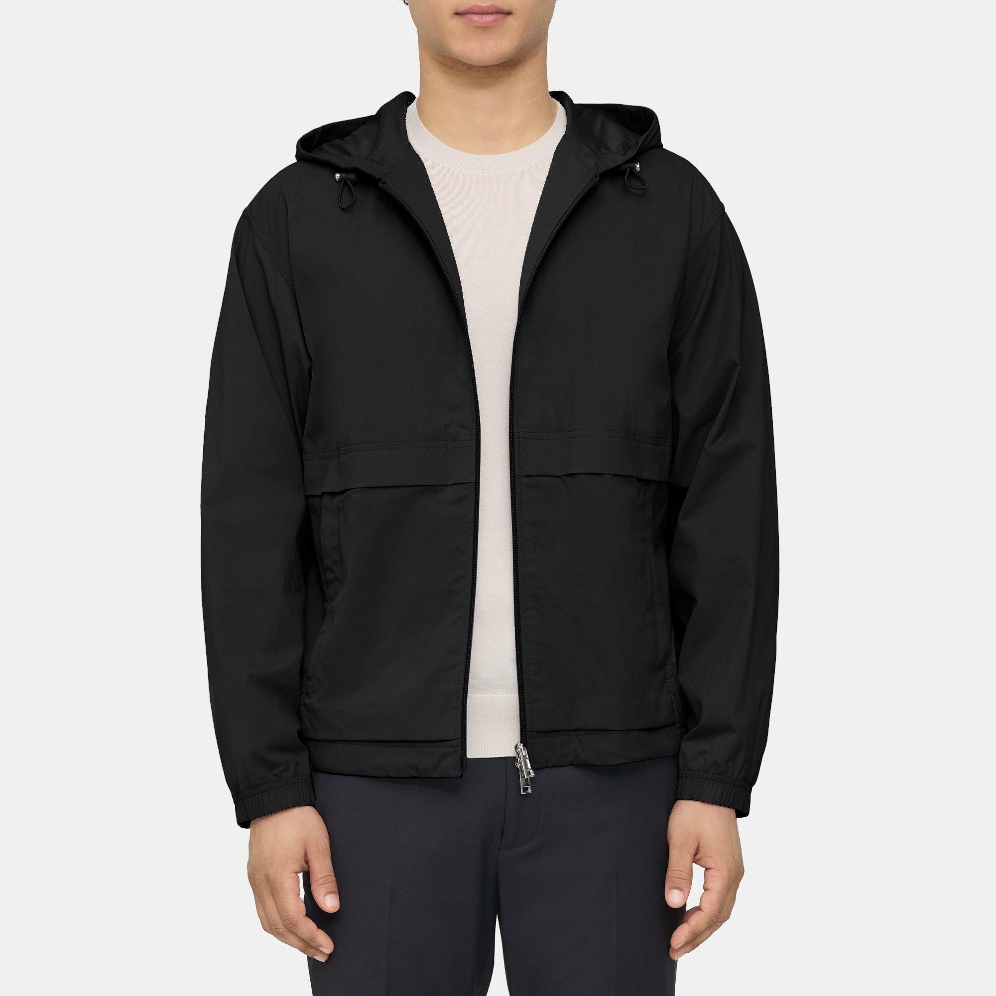 Piqué Nylon Hooded Jacket Theory | Outlet