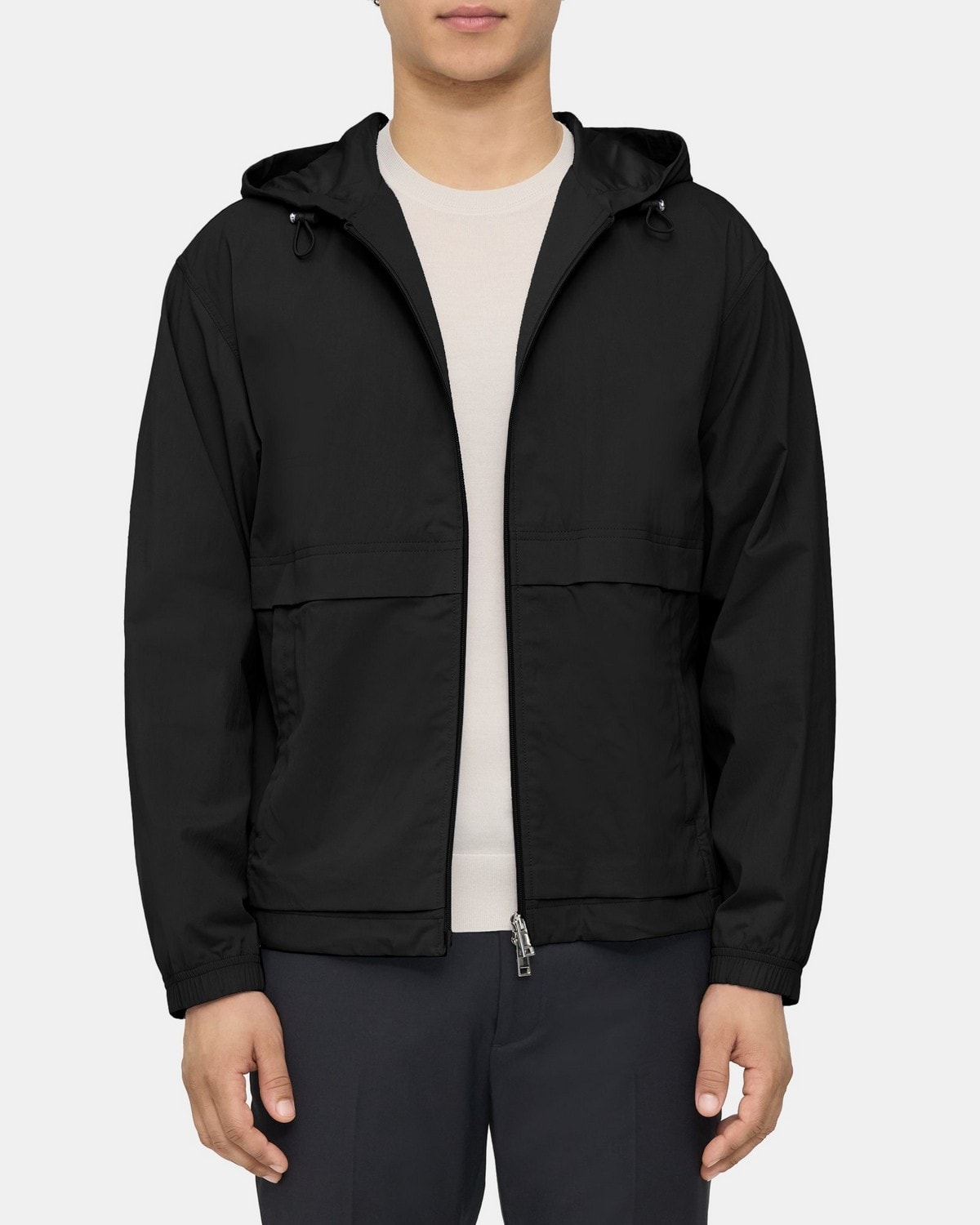 Piqué Nylon Hooded Jacket | Theory Outlet