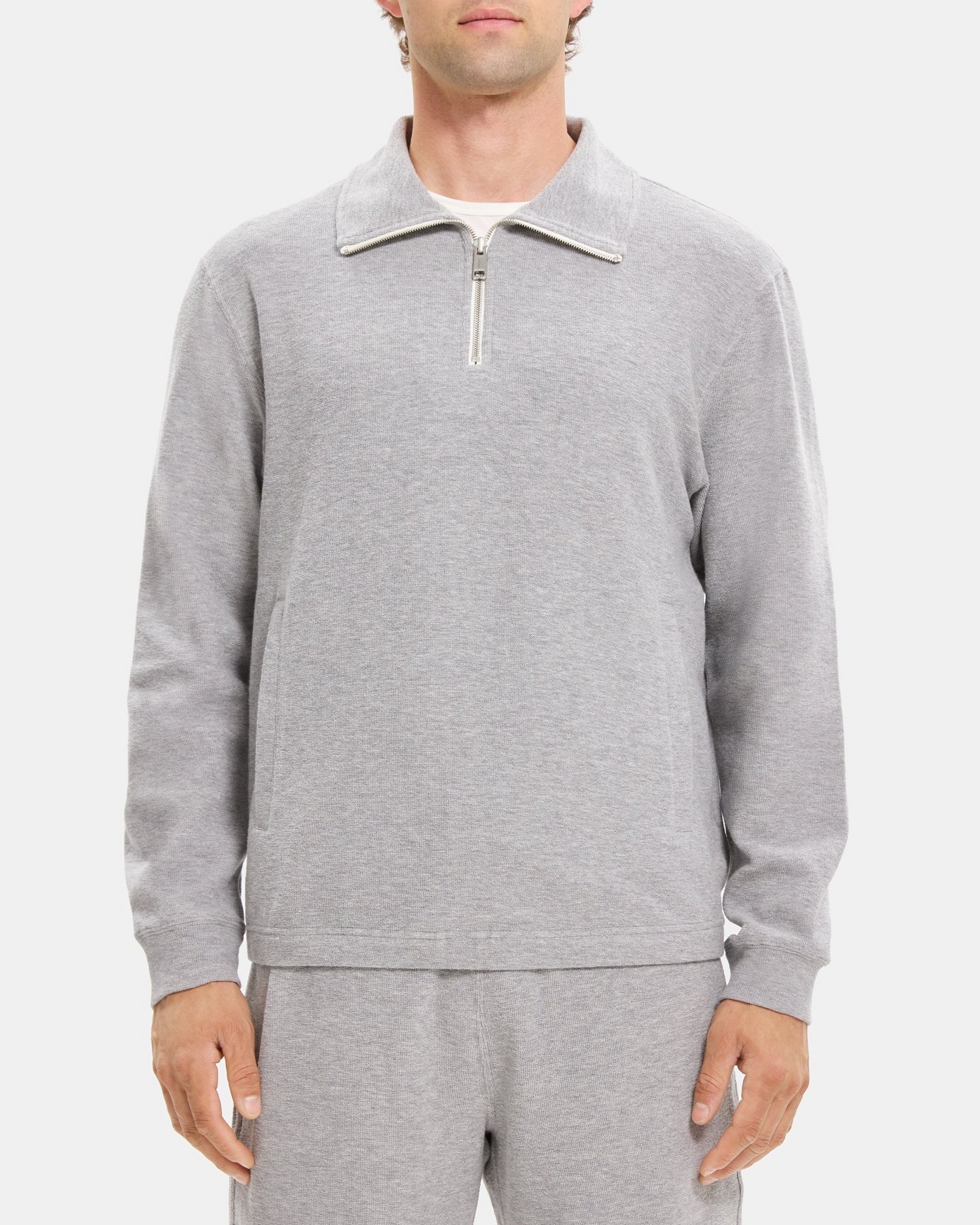 Terry Cotton Quarter-Zip Sweatshirt | Theory Outlet
