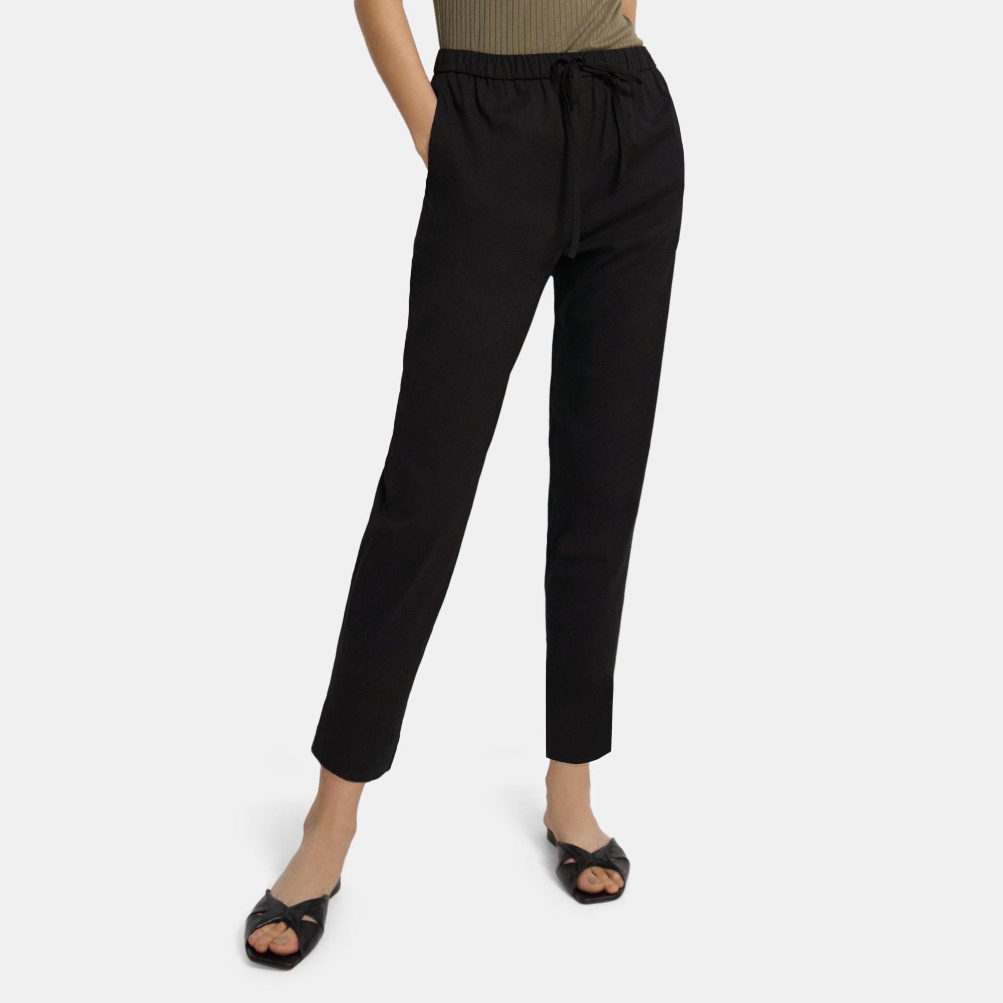 Theory Slim Cropped Jogger in Stretch Linen