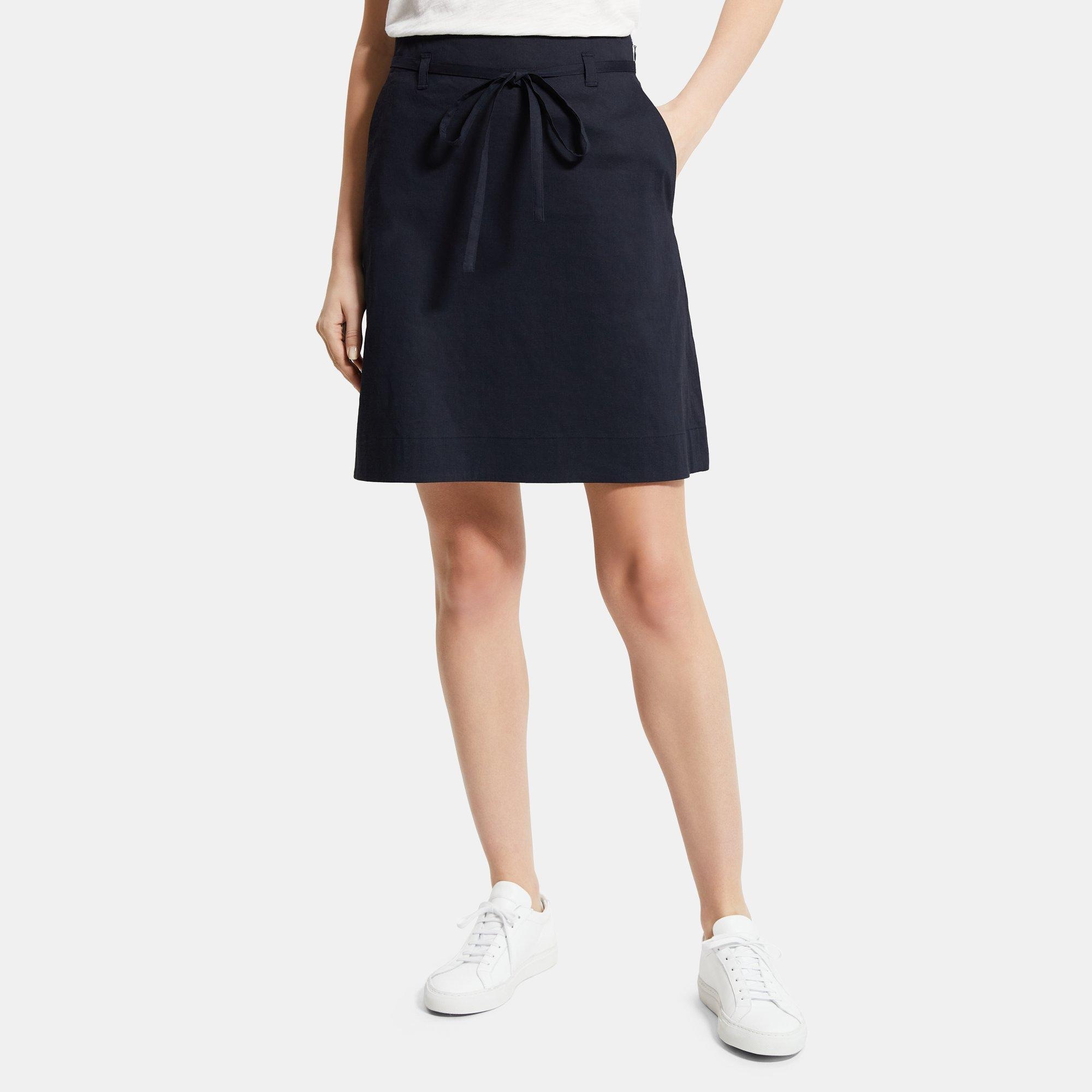 띠어리 Theory A-Line Skirt in Stretch Linen,CONCORD