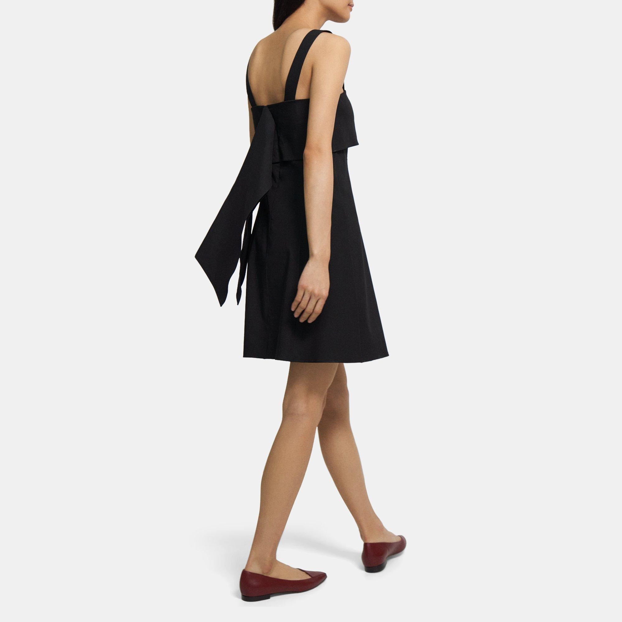 Stretch Linen Drape-Back Dress | Theory Outlet