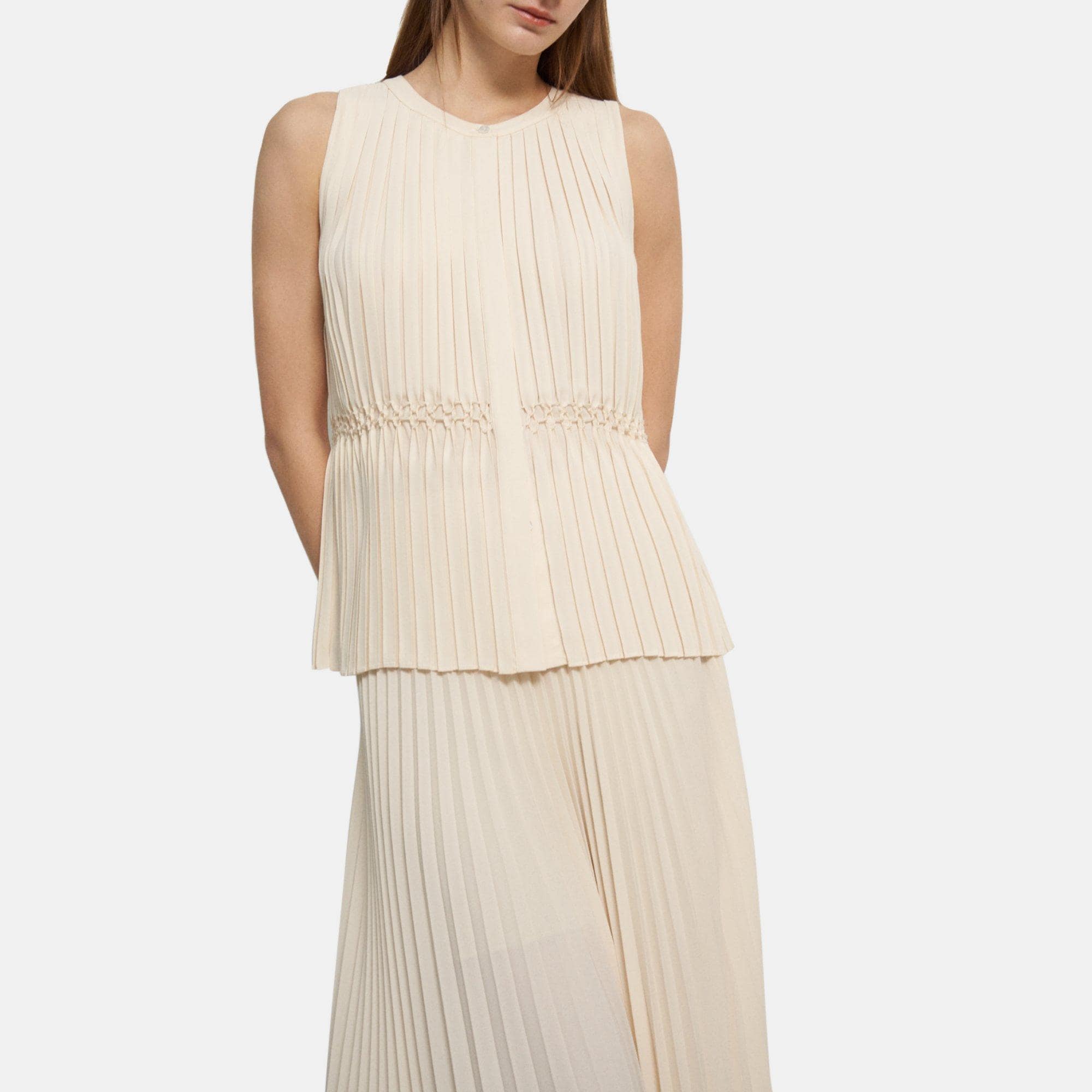 Theory Pleated Sleeveless Top in Recycled Georgette