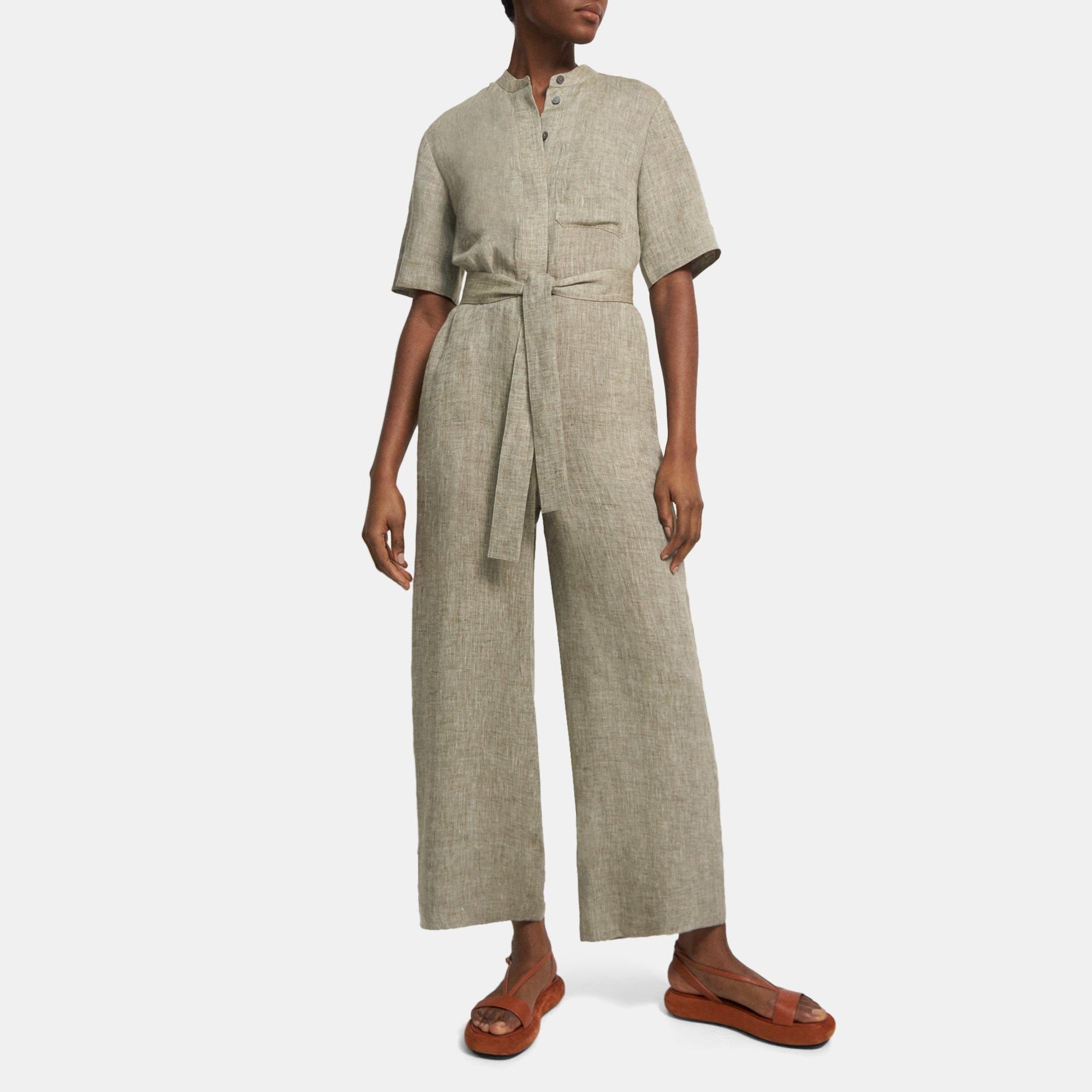 Theory Patch-Pocket Jumpsuit in Hemp