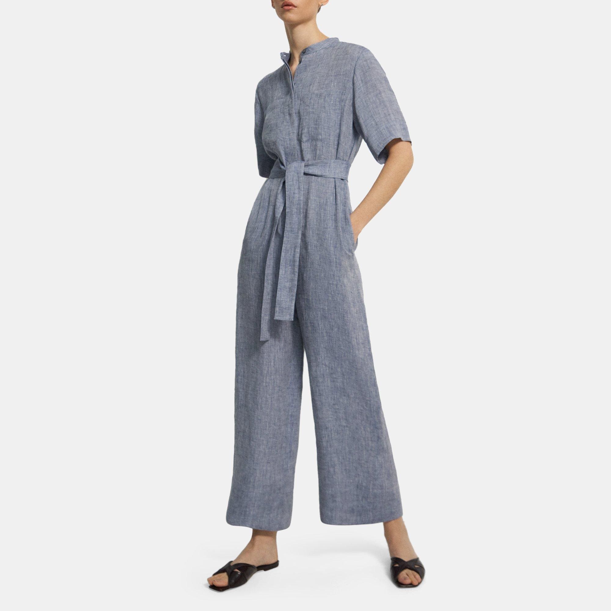 띠어리 Theory Patch-Pocket Jumpsuit in Hemp,CHAMBRAY