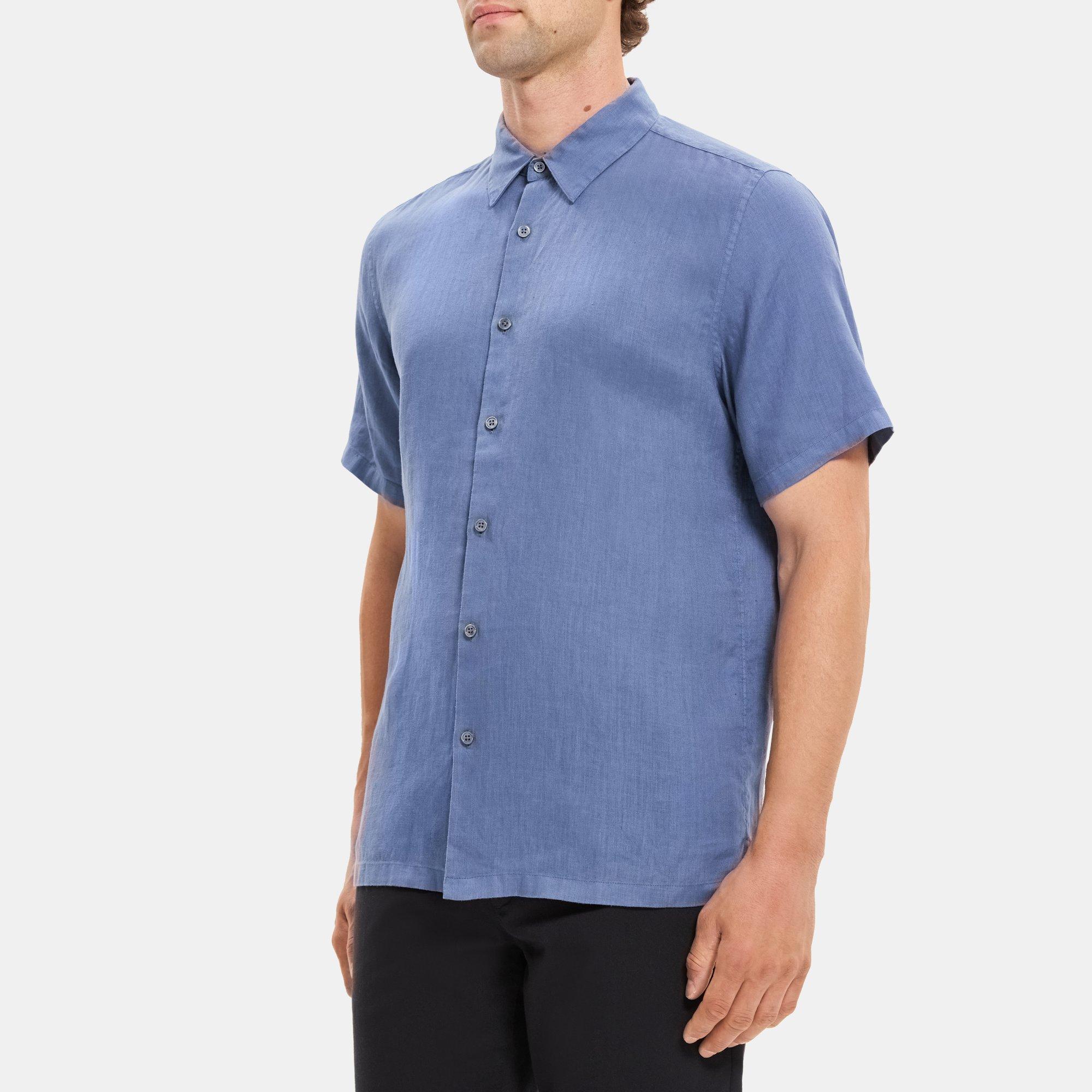 Linen Standard-Fit Short-Sleeve Shirt | Theory Outlet