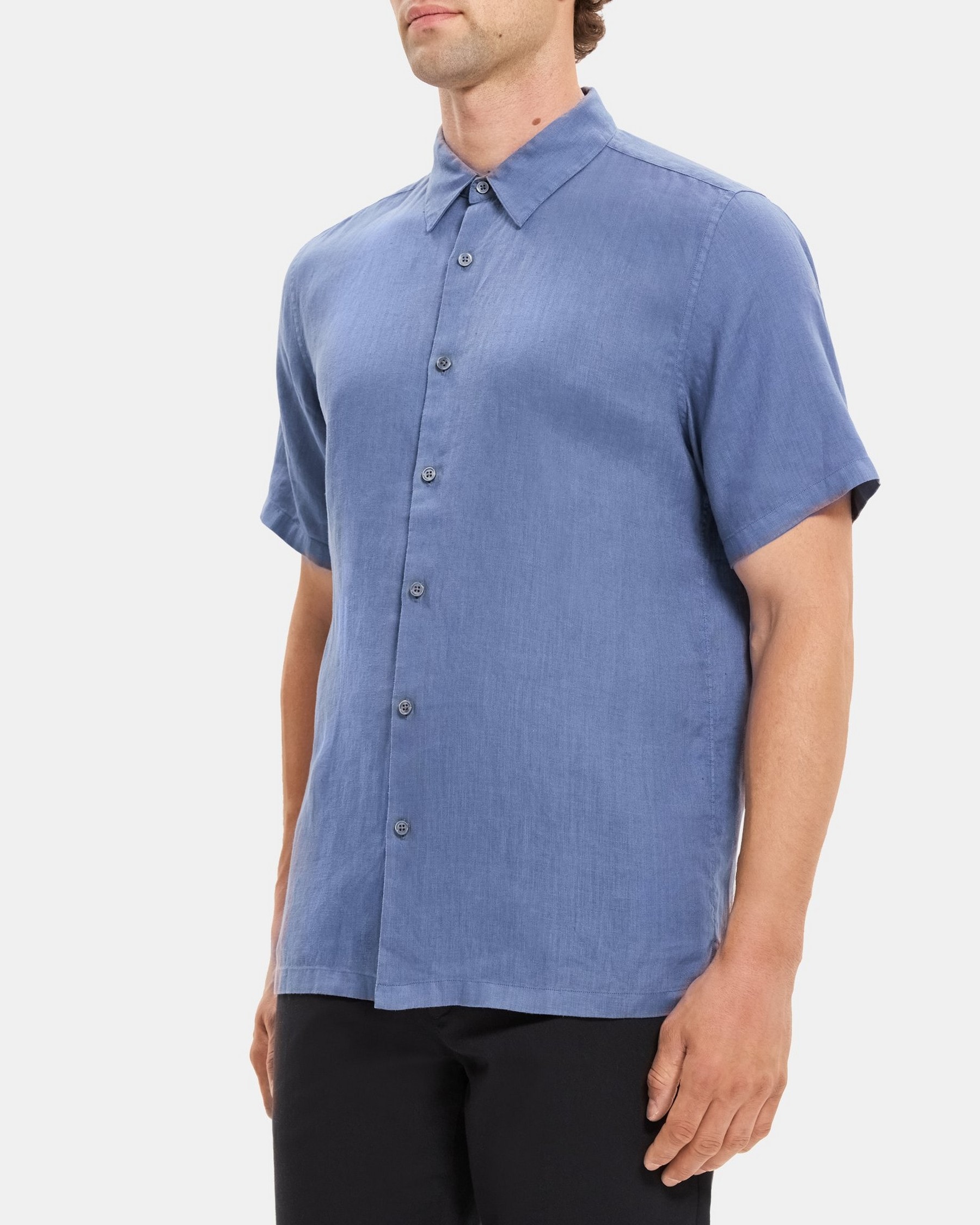 Linen Standard-Fit Short-Sleeve Shirt | Theory Outlet