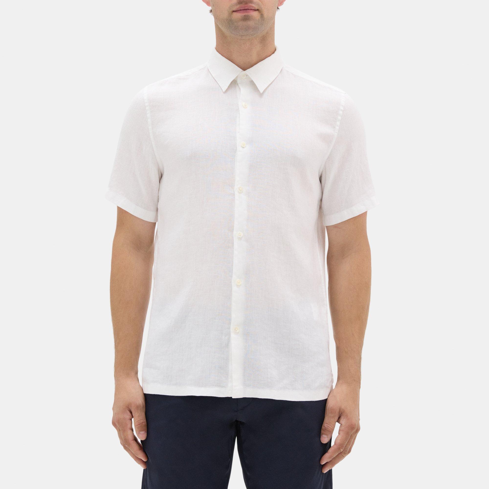 Theory Standard-Fit Short-Sleeve Shirt in Linen