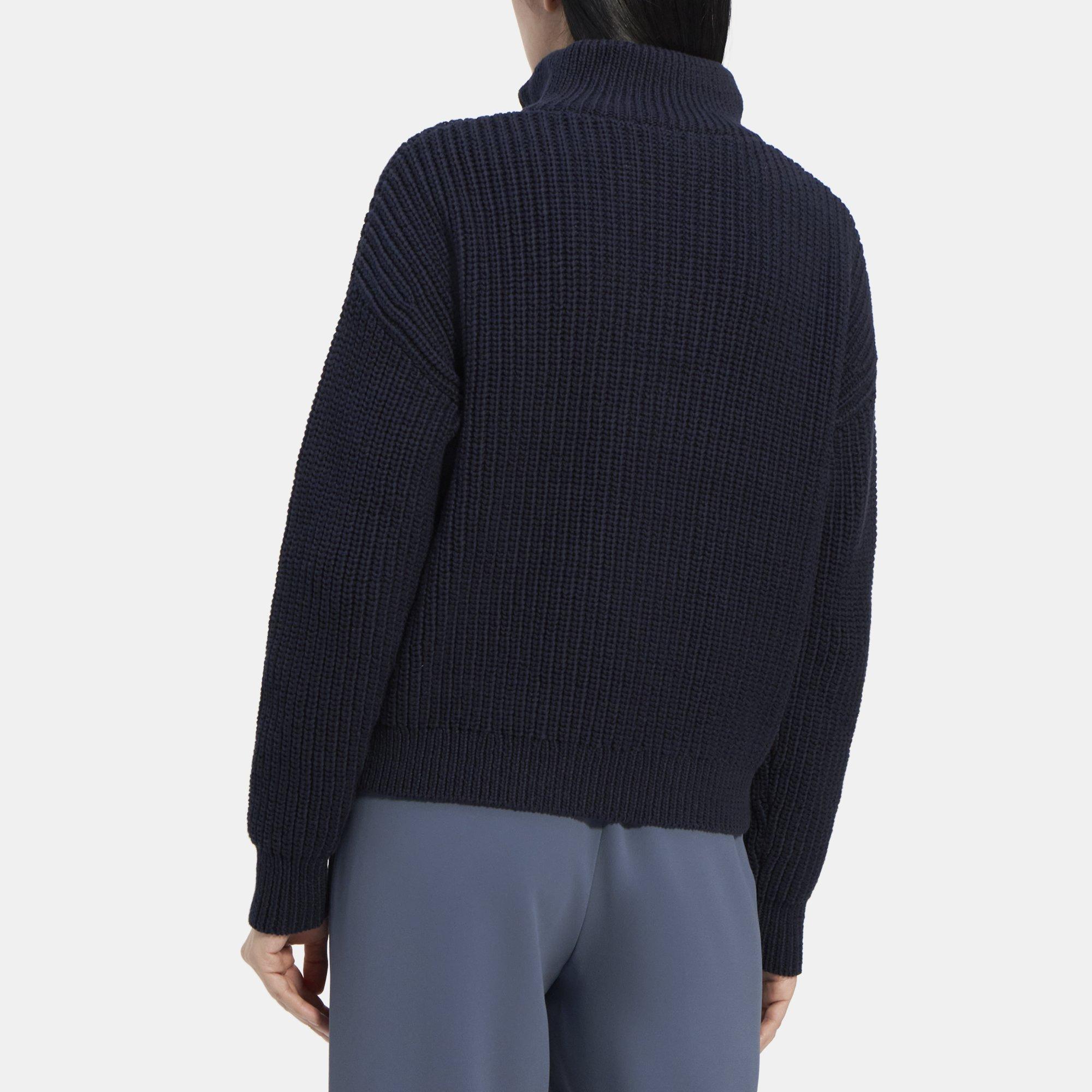 Rib Knit Cotton HalfZip Sweater Theory