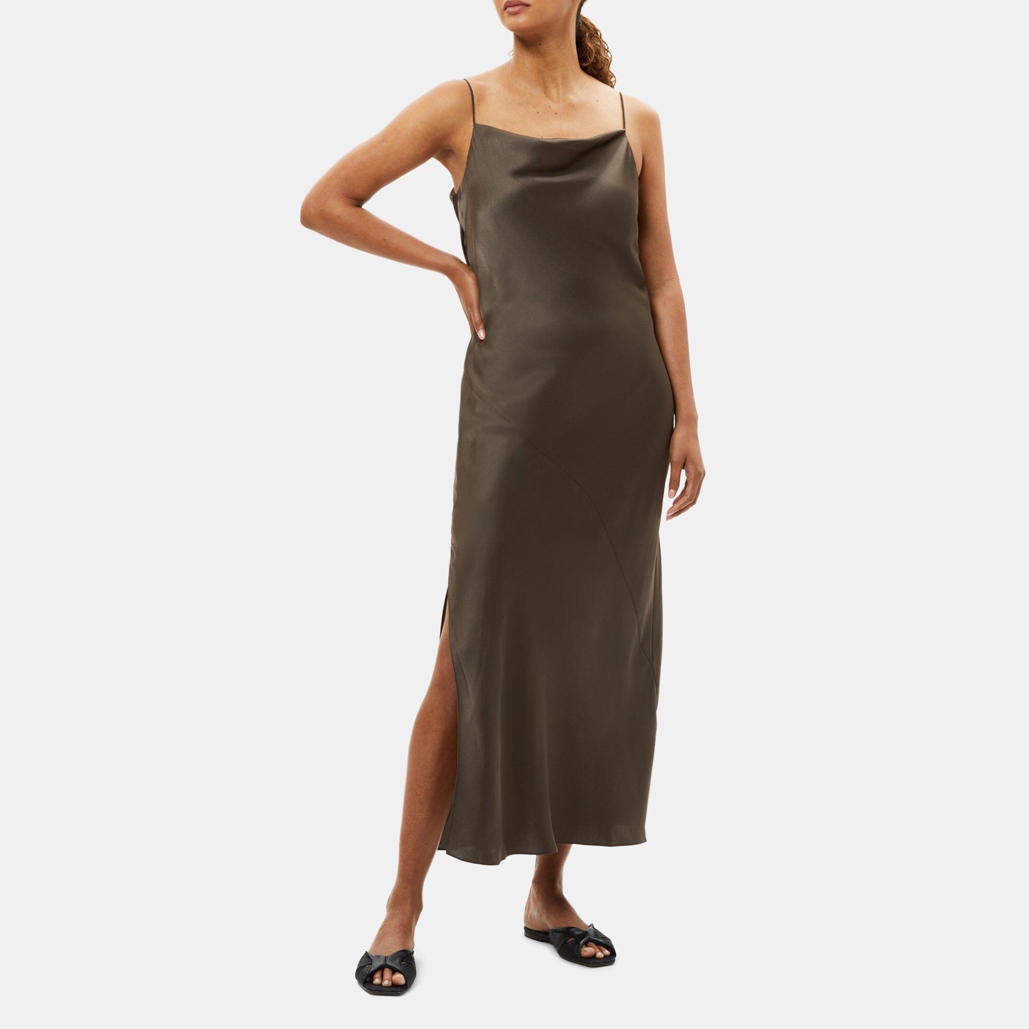 Satin Draped Slip Dress | Theory Outlet