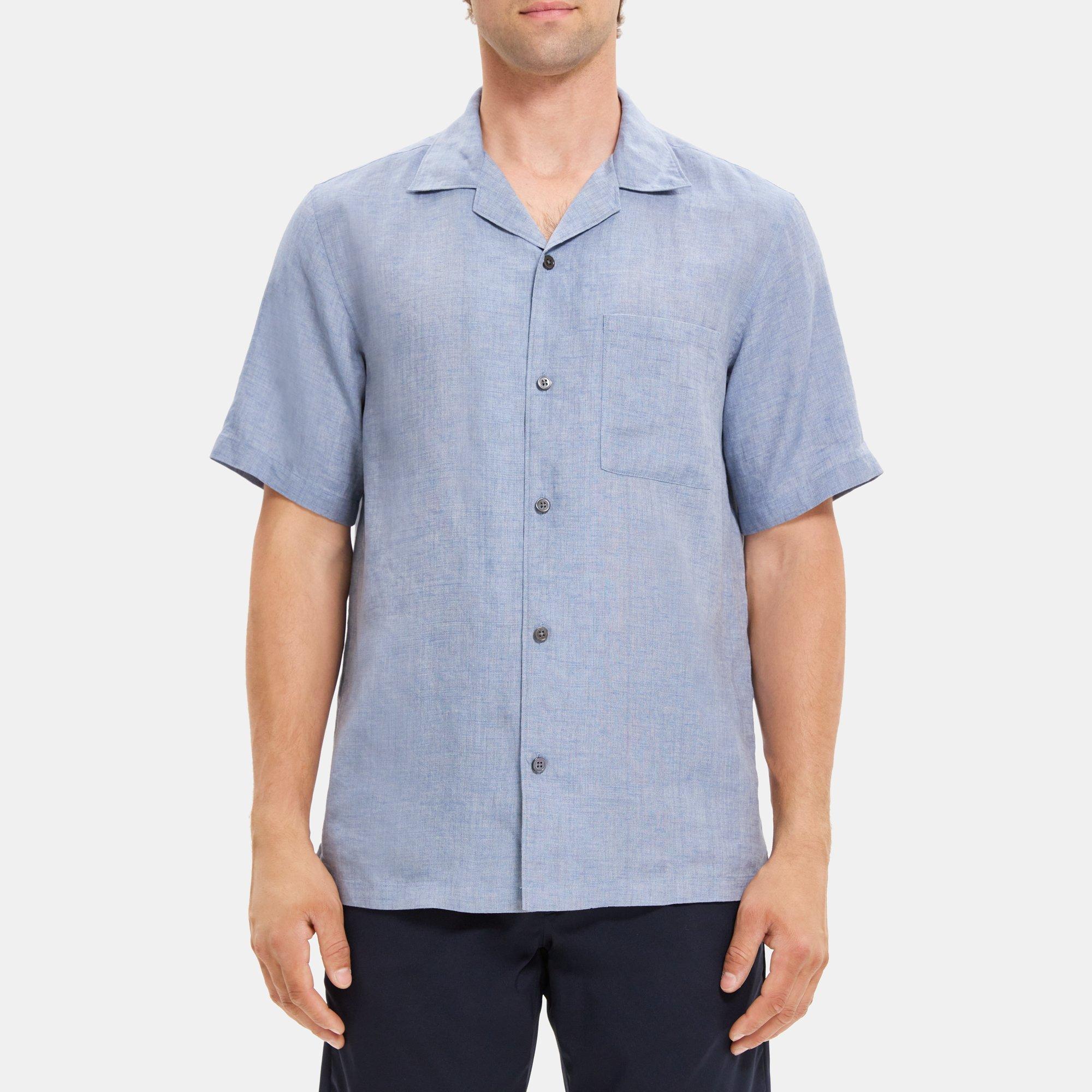 Theory Camp Collar Shirt in Linen
