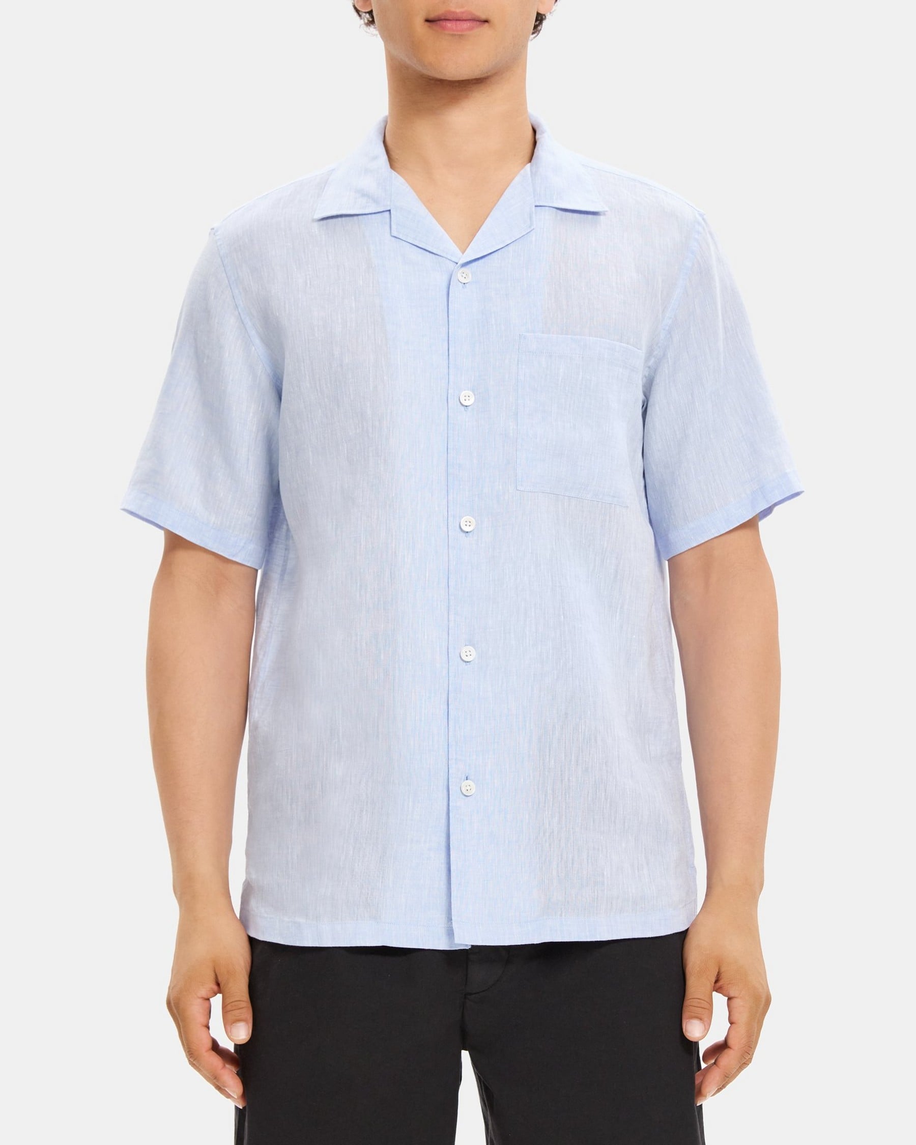 띠어리 Theory Camp Collar Shirt in Linen,OLYMPIC