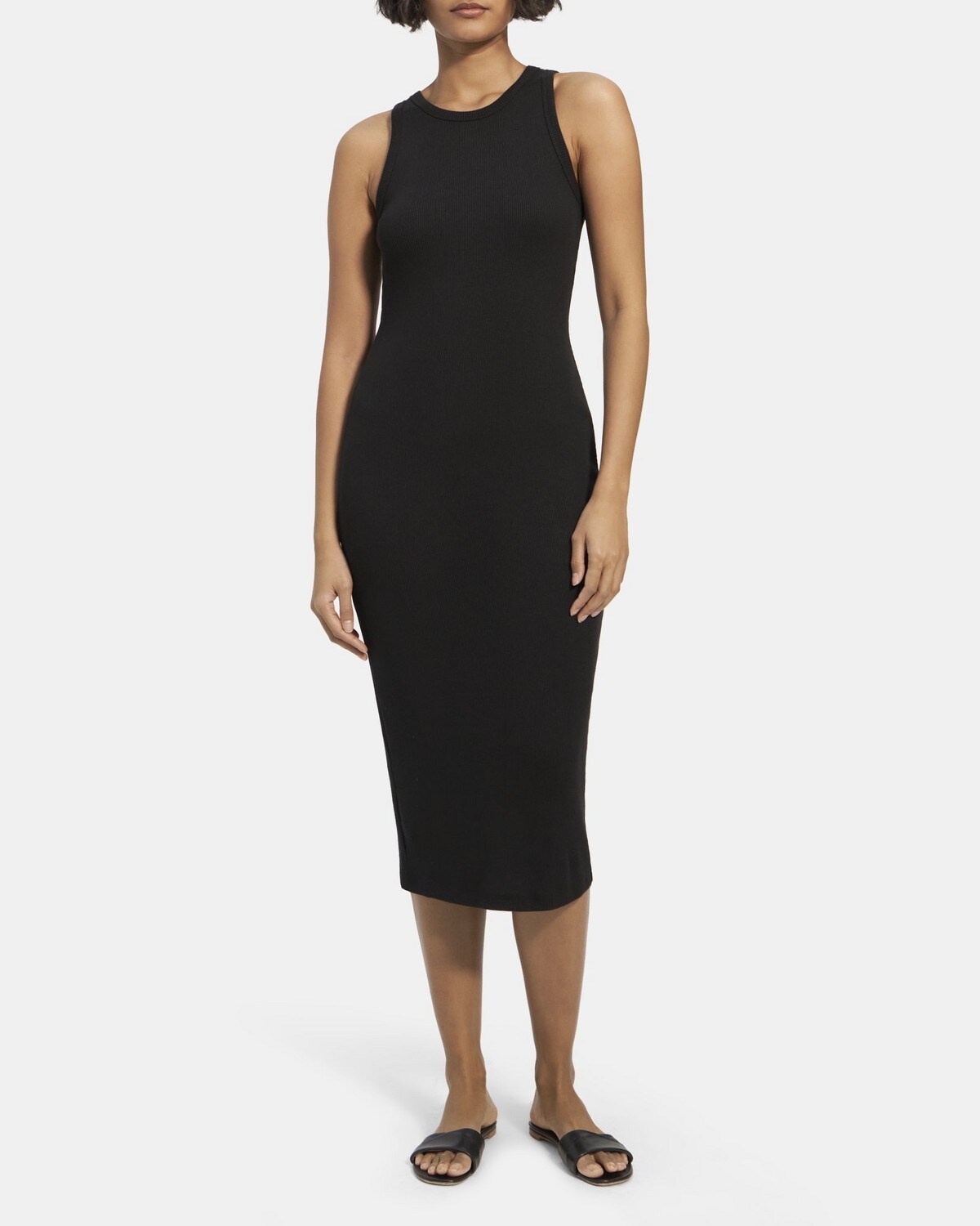 Theory Racer Tank Dress in Ribbed Modal Cotton