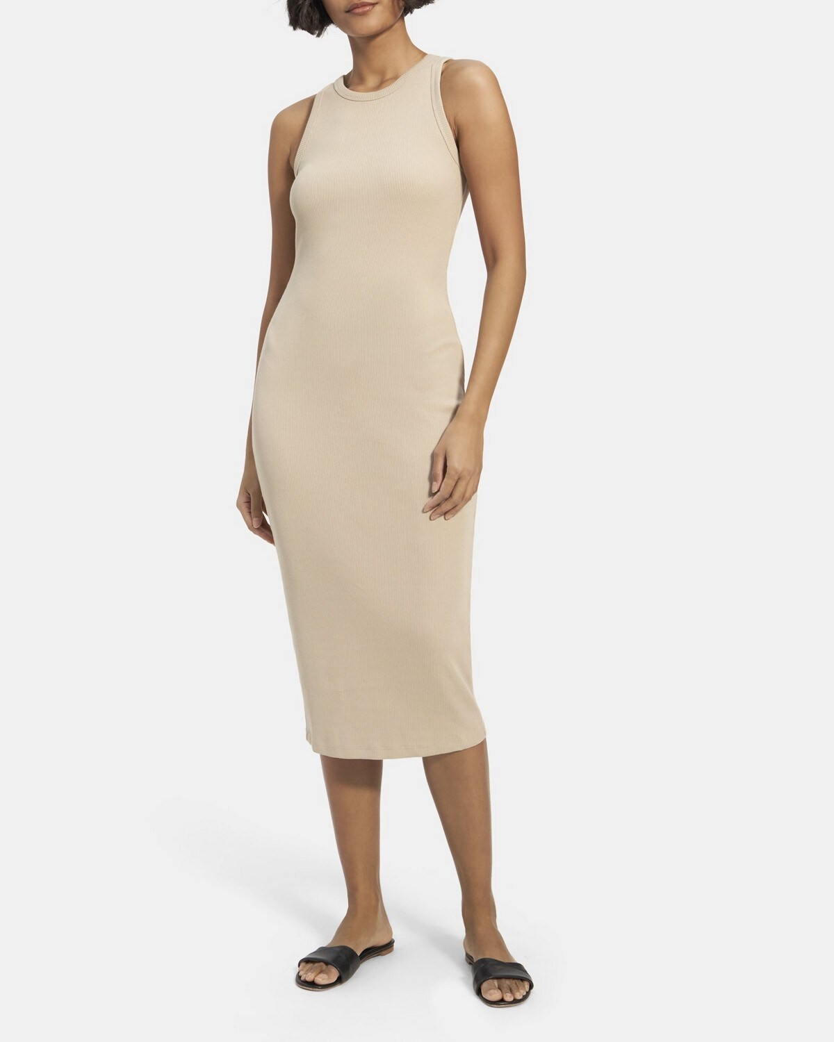 Racer Tank Dress in Ribbed Modal Cotton