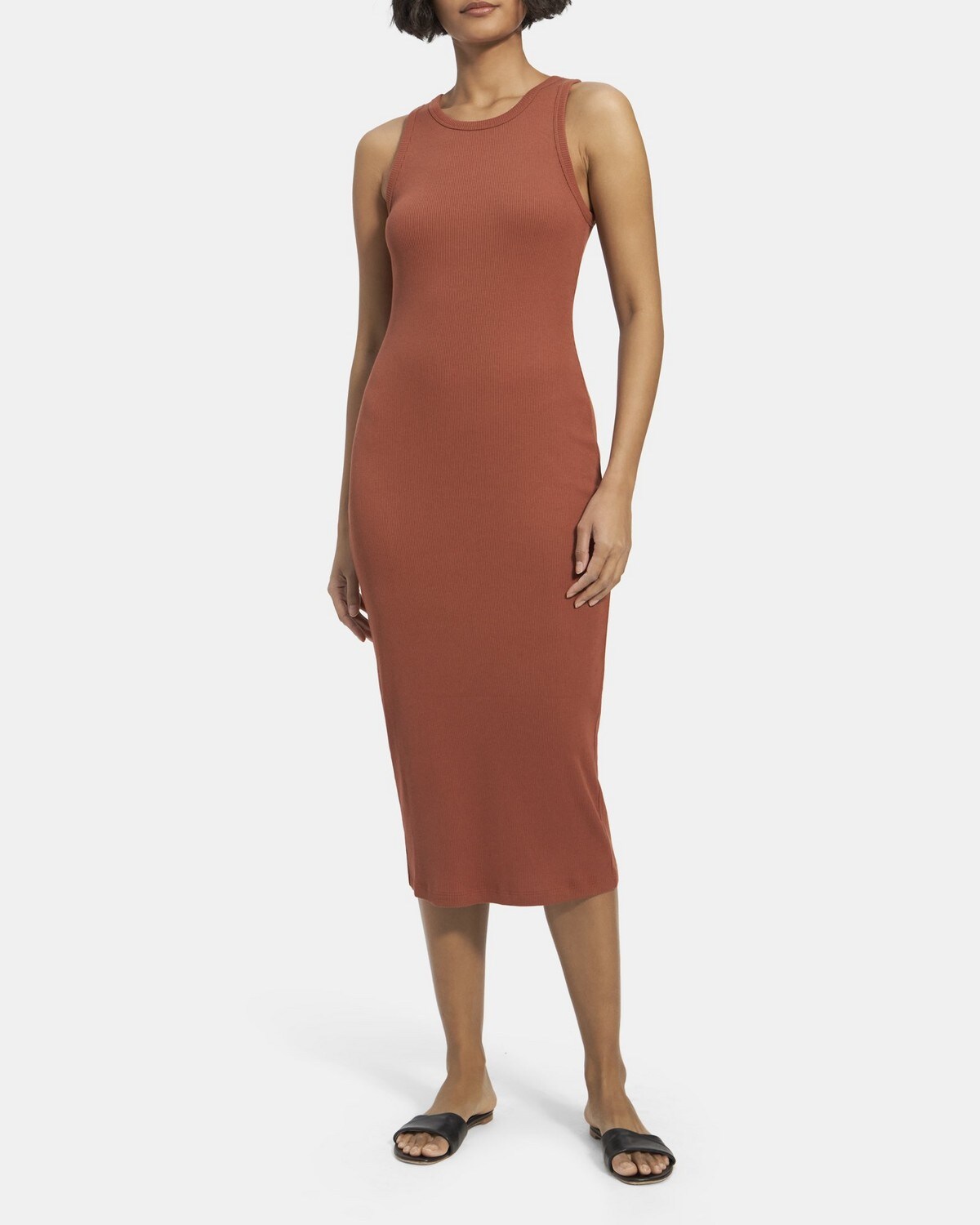 Racer Tank Dress in Ribbed Modal Cotton