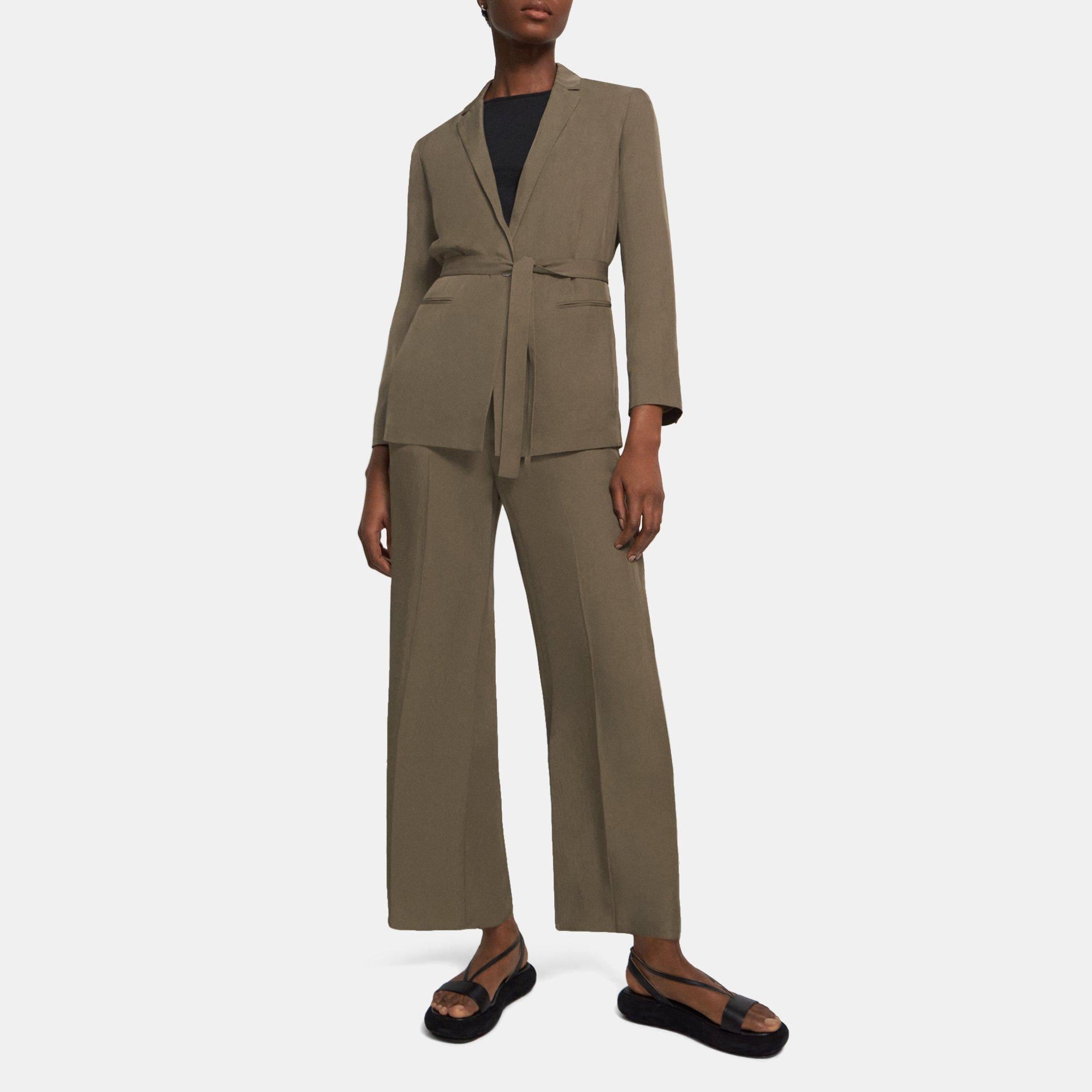 Washed Twill Belted Blazer | Theory Outlet