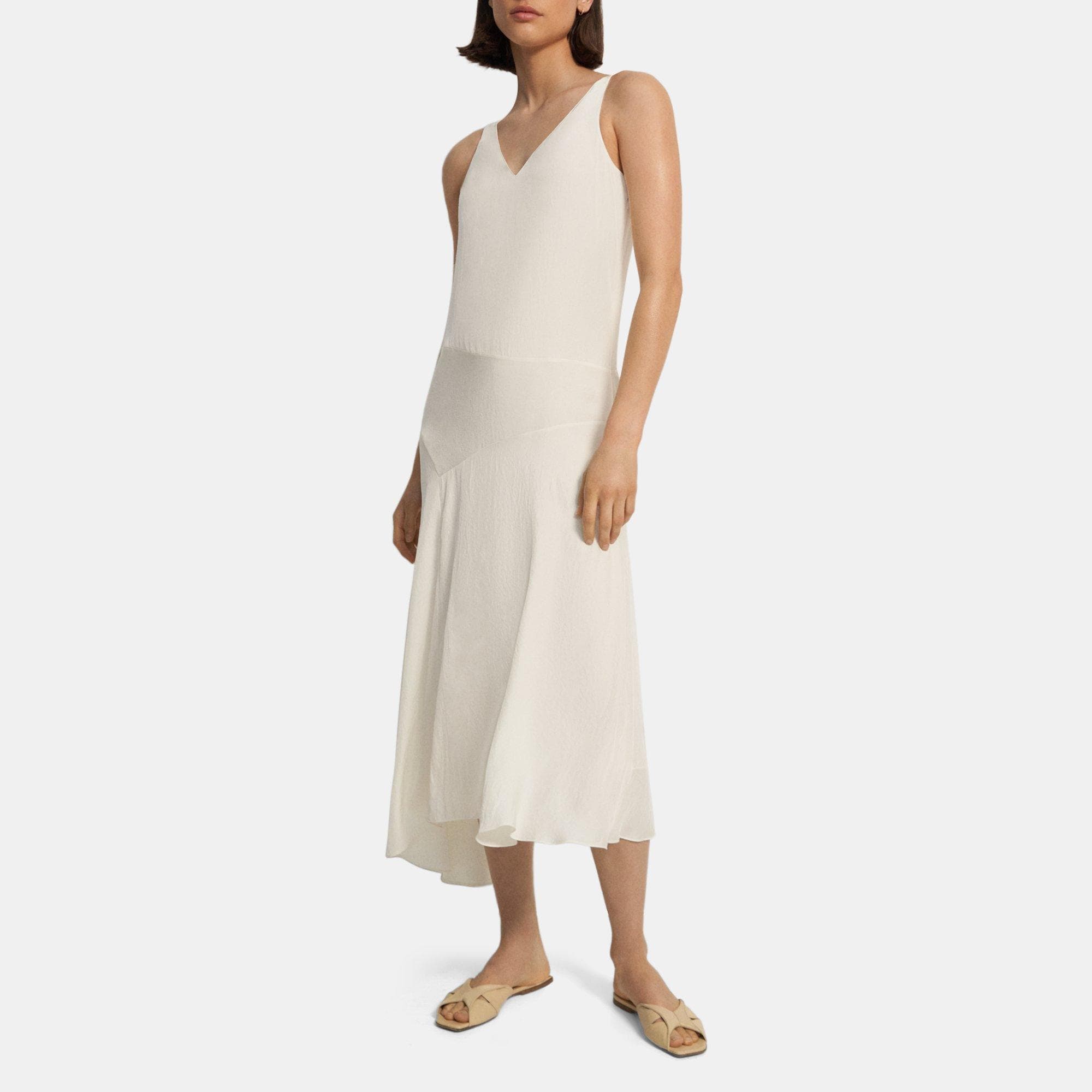 Theory Asymmetrical Dress in Washed Twill