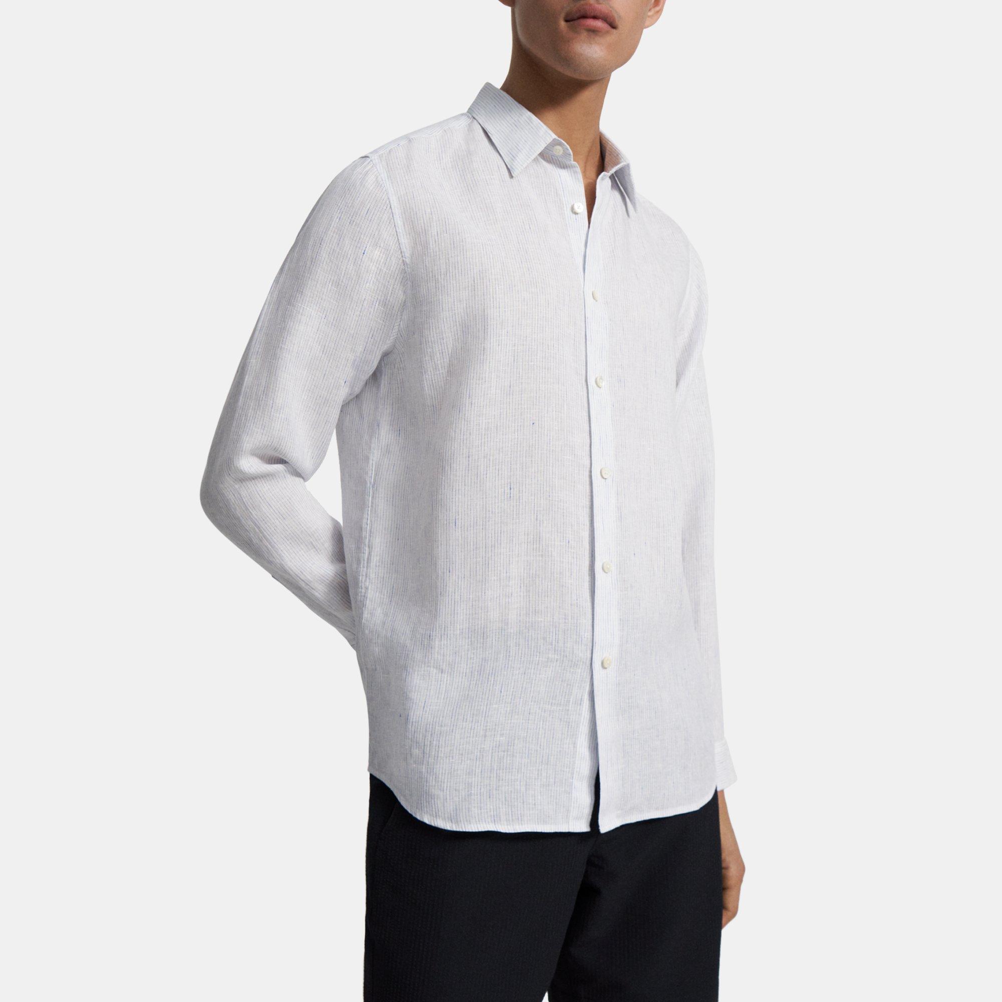 Striped Linen Standard-Fit Shirt | Theory Outlet