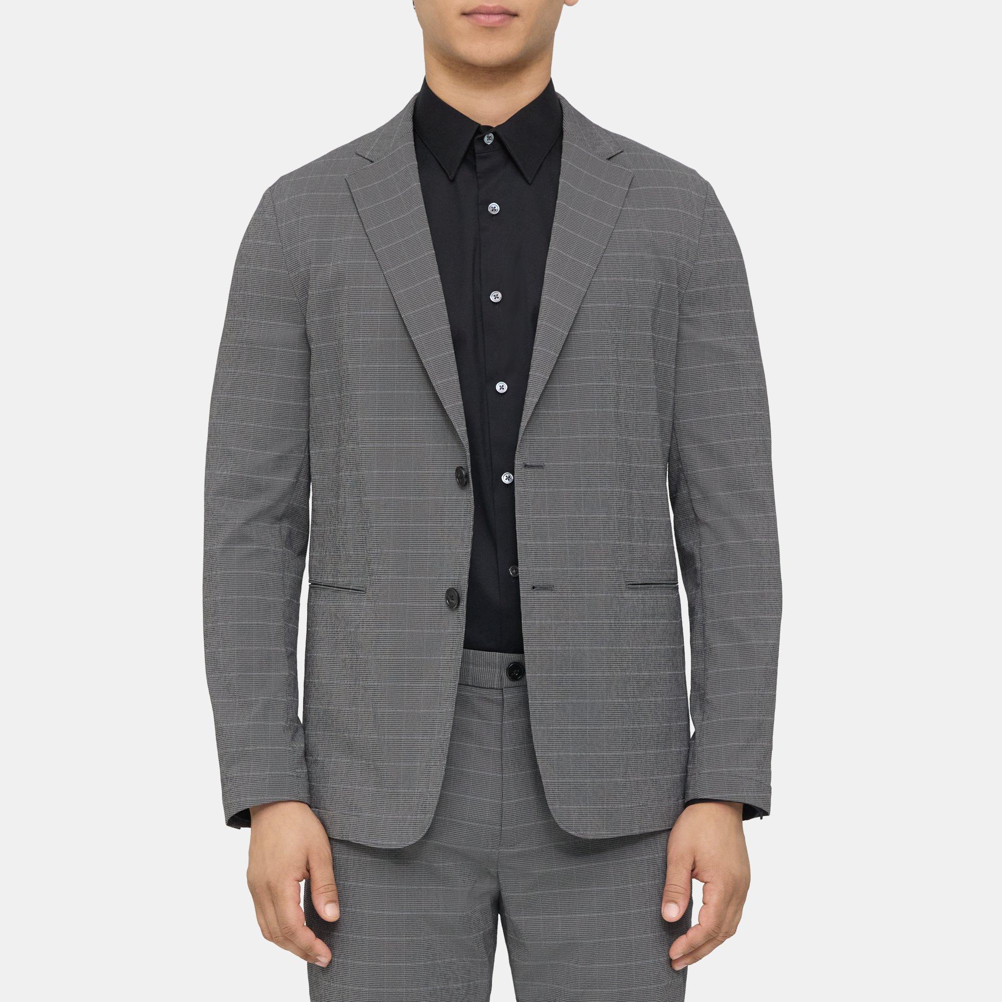 Theory Unstructured Blazer in Checked Nylon Blend