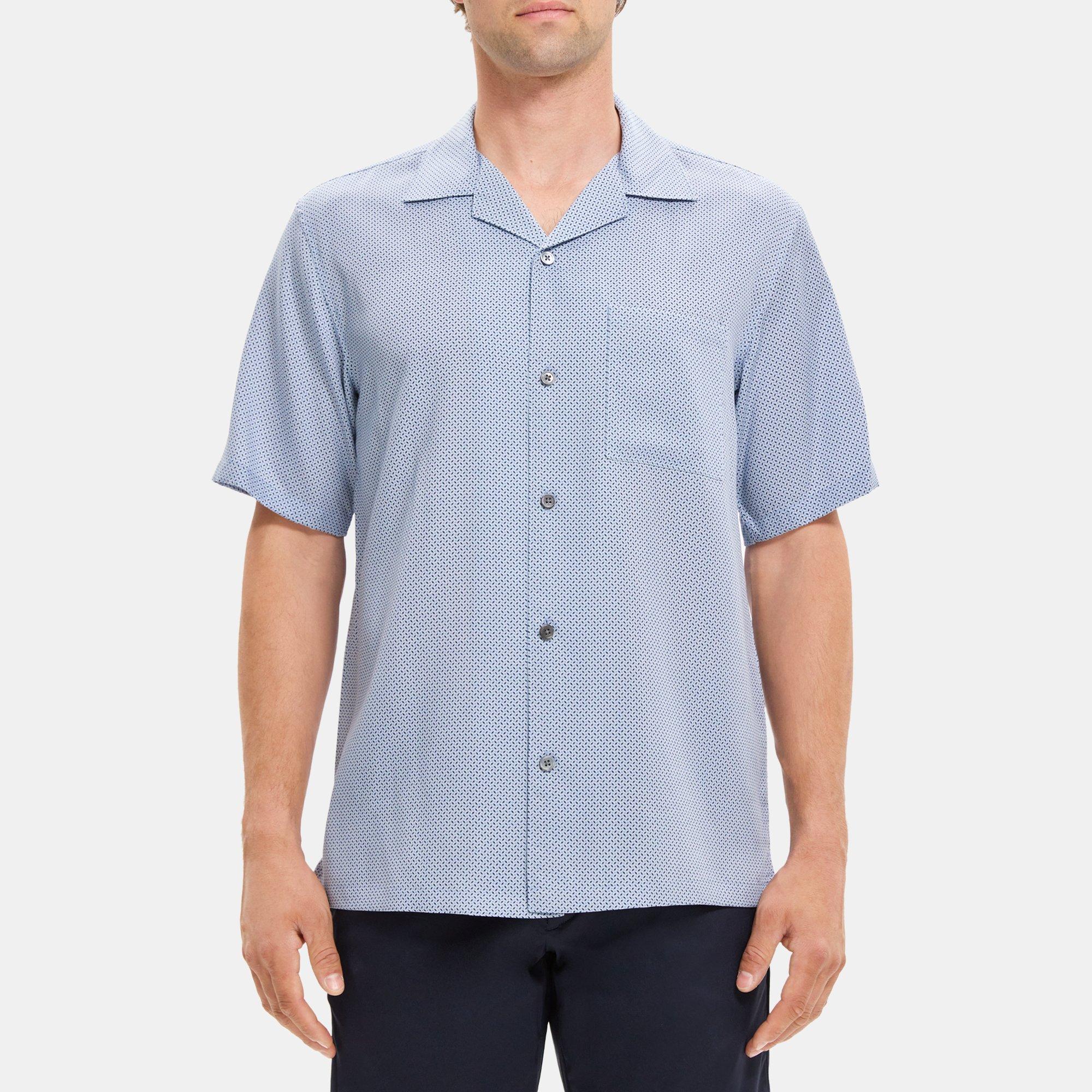 띠어리 Theory Short-Sleeve Shirt in Reef Print Lyocell,HERON MULTI