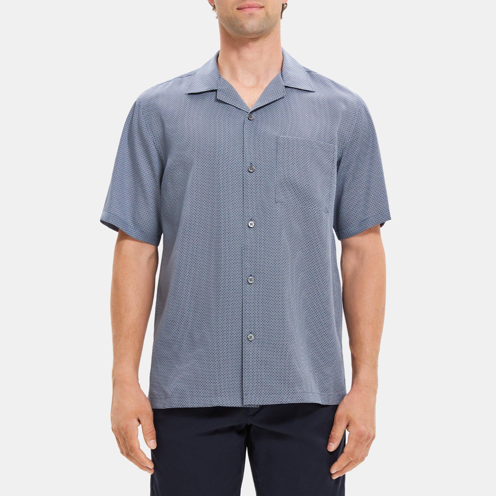 띠어리 Theory Short-Sleeve Shirt in Reef Print Lyocell,BALTIC MULTI