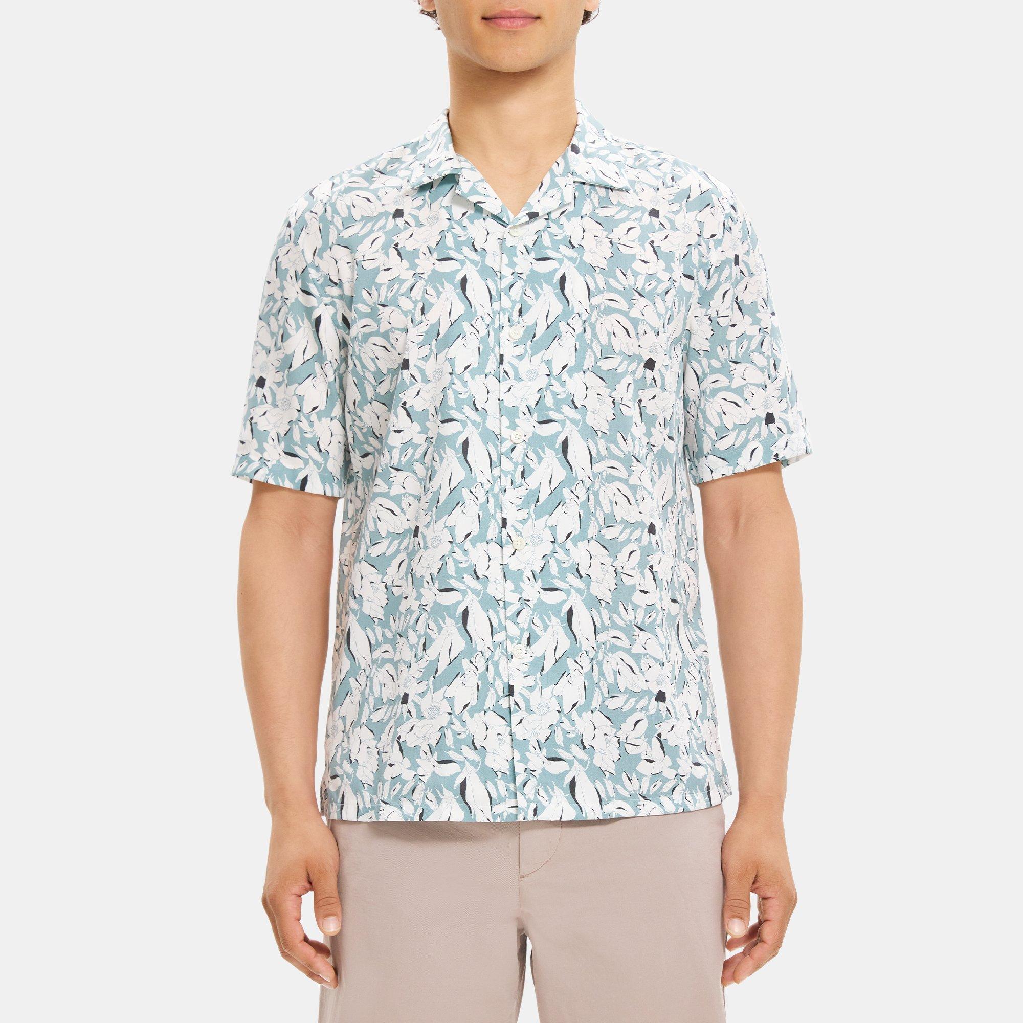 띠어리 Theory Short-Sleeve Shirt in Floral Print Lyocell,STRATUS MULTI