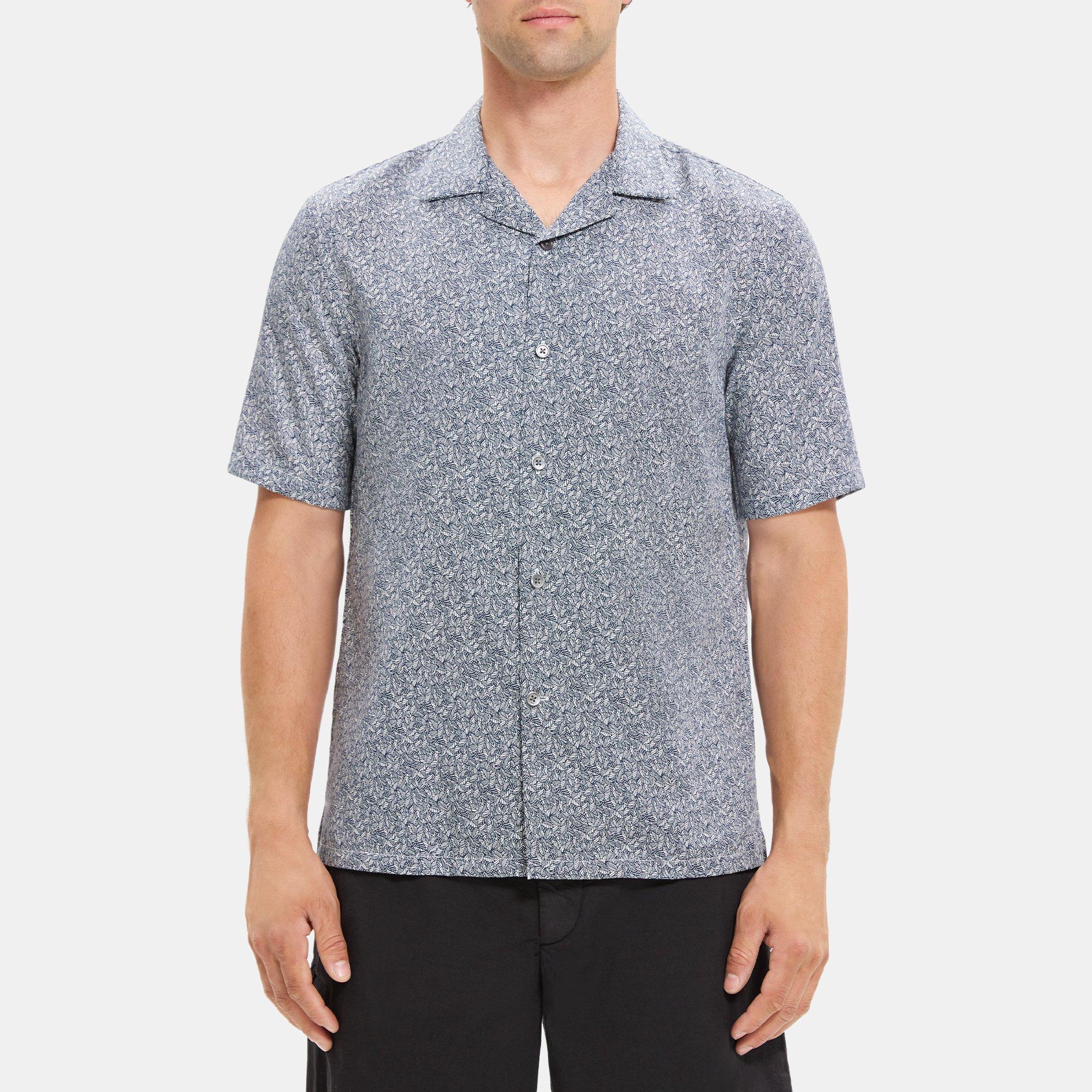 Theory Short-Sleeve Shirt in Palm Print Lyocell