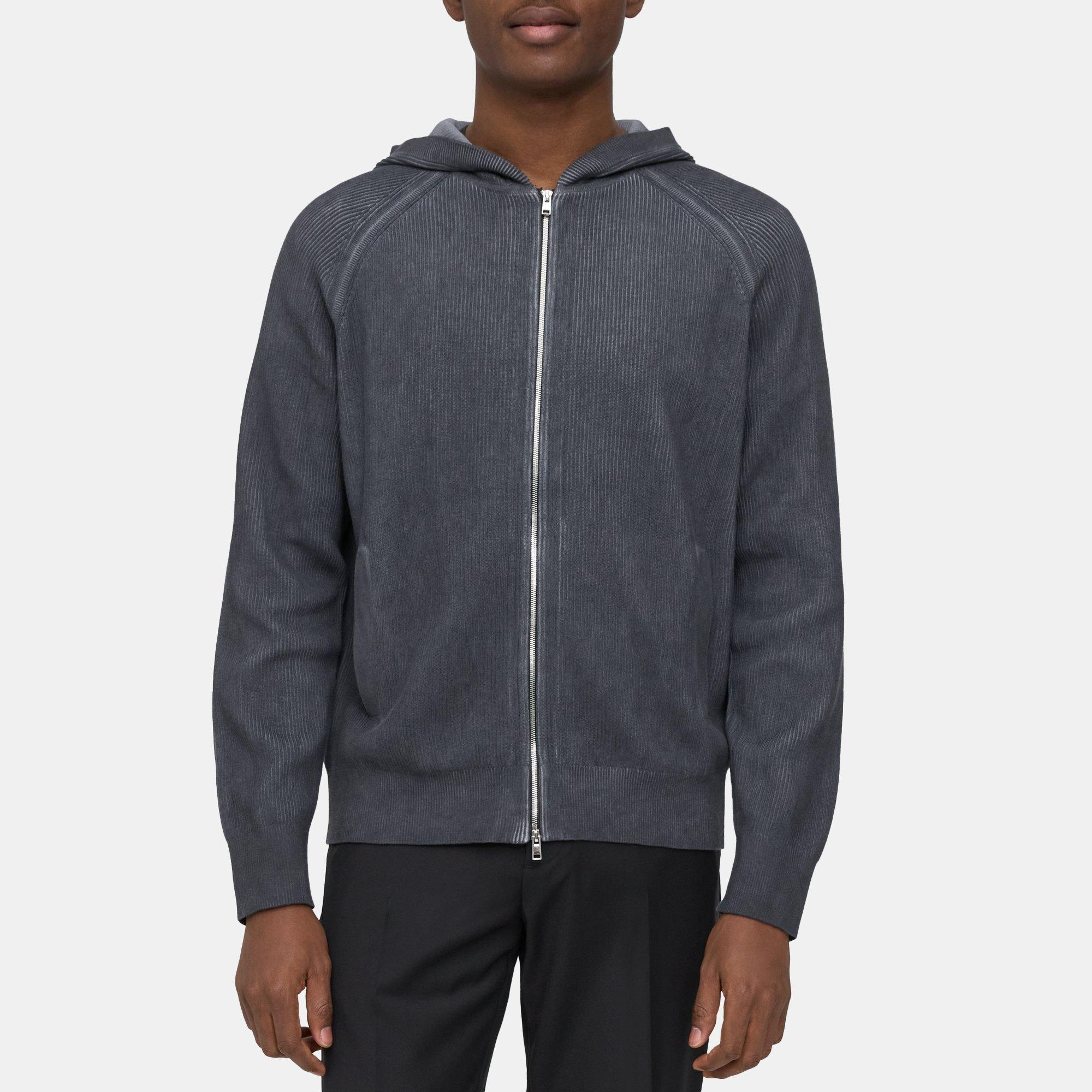 Cotton Zip Up Hoodie Theory Outlet