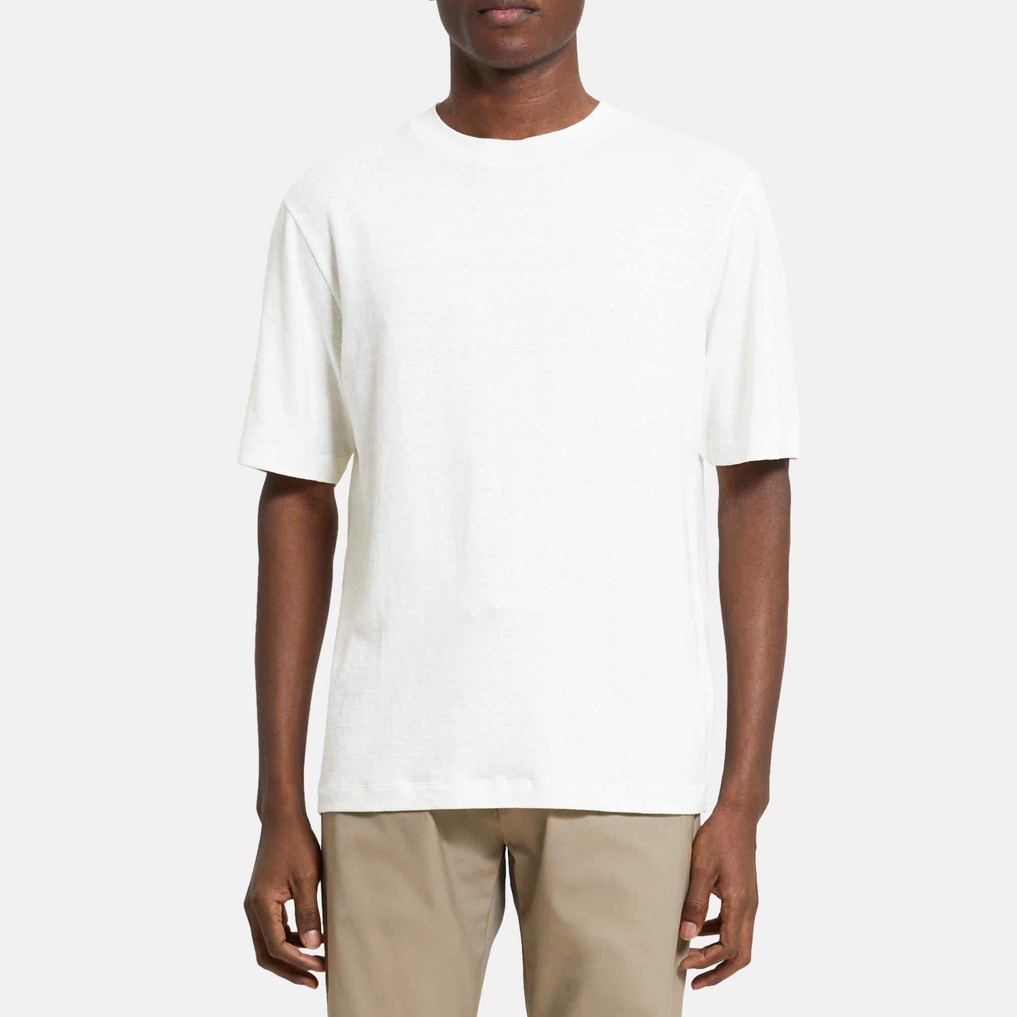 Stretch Linen Short-Sleeve Tee | Theory Outlet